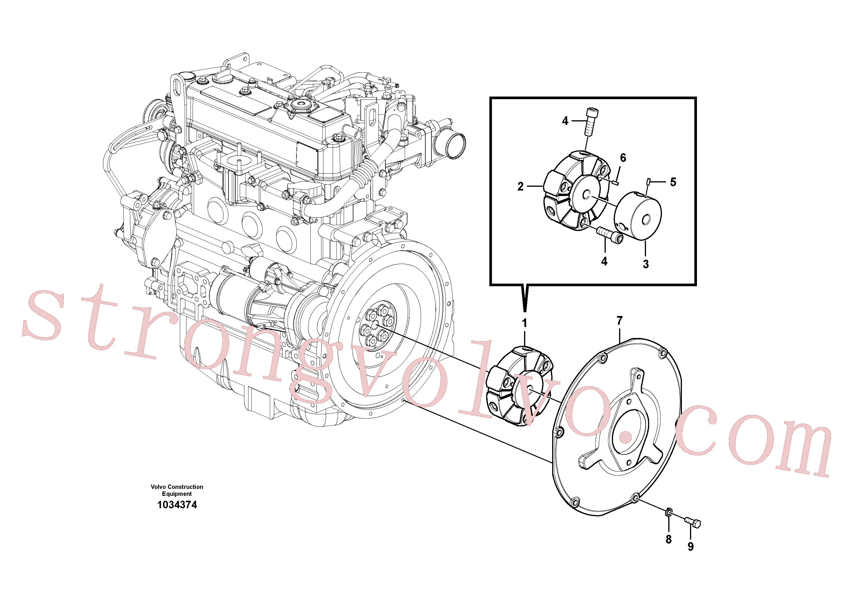 VOE14522414 Volvo Caixa de engrenagens da bomba com peças de montagem(1034374 Montagem)
