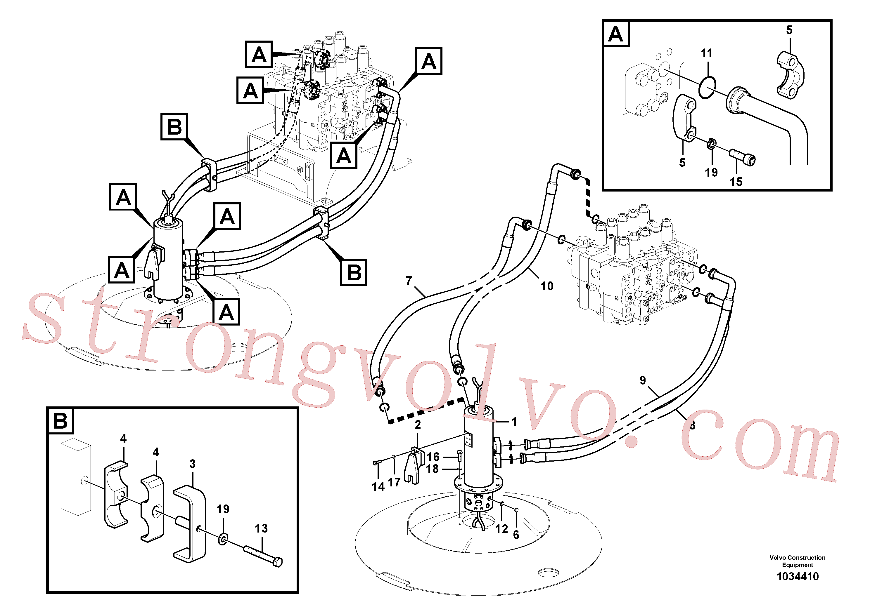 VOE992587 Volvo Linha da rótula, válvula de comando à rótula(1034410 Montagem)