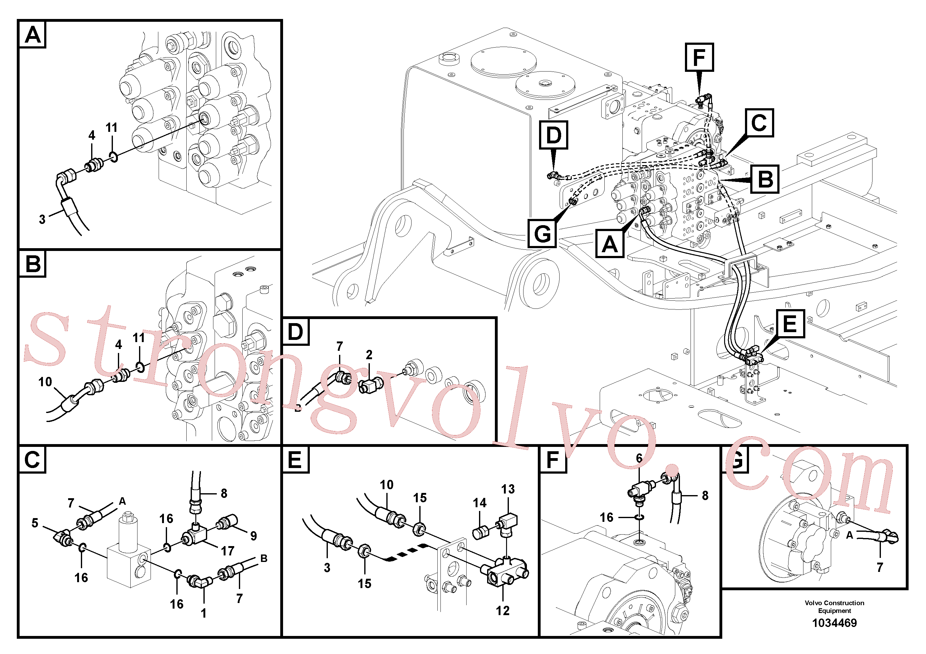 VOE14506629 Volvo Hidráulica de serviço, martelo e cortador para fluxo da bomba principal(1034469 Montagem)