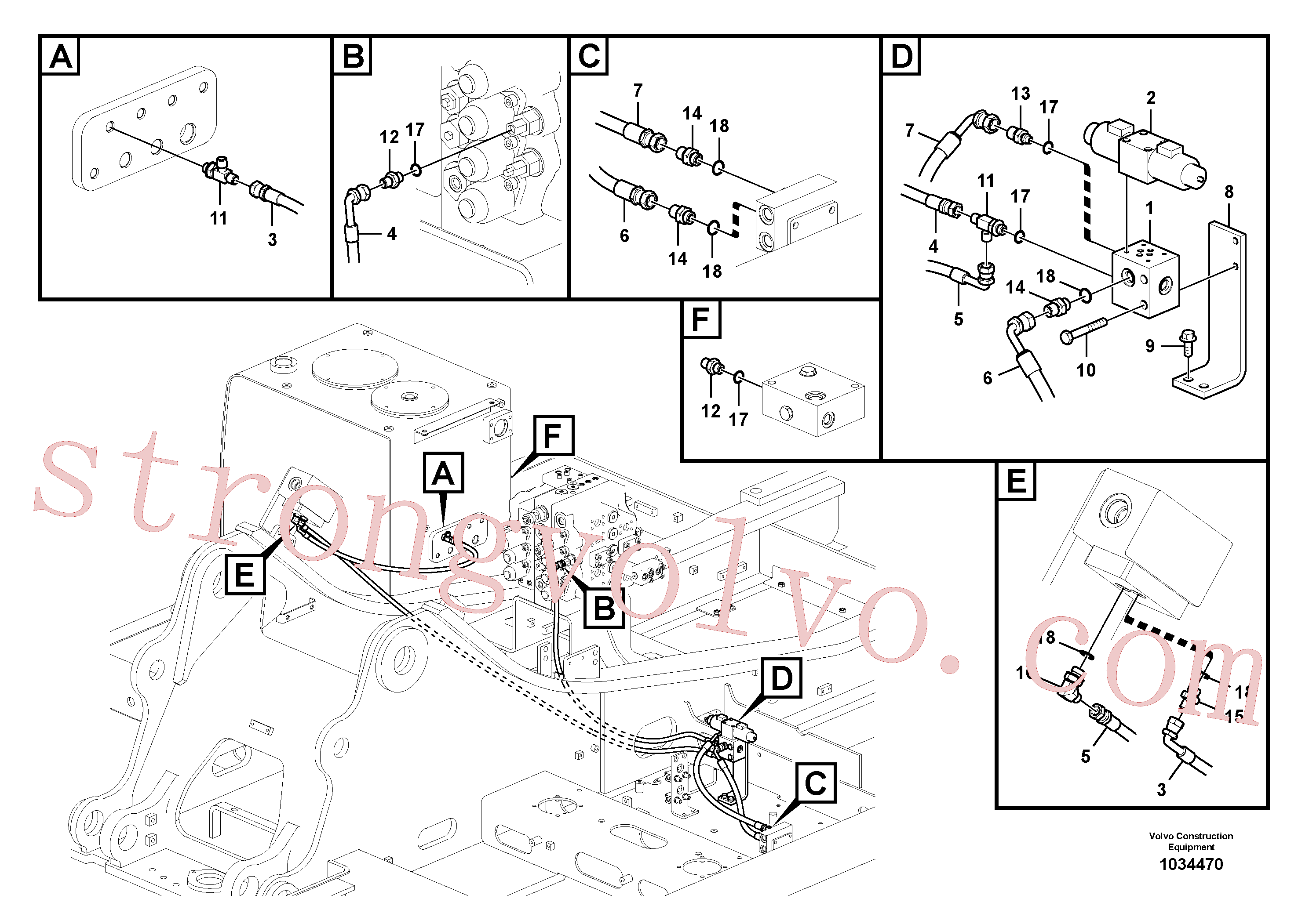 SA9453-03213 Volvo Hidráulica de serviço, martelo e cortador para fluxo da bomba principal(1034470 Montagem)