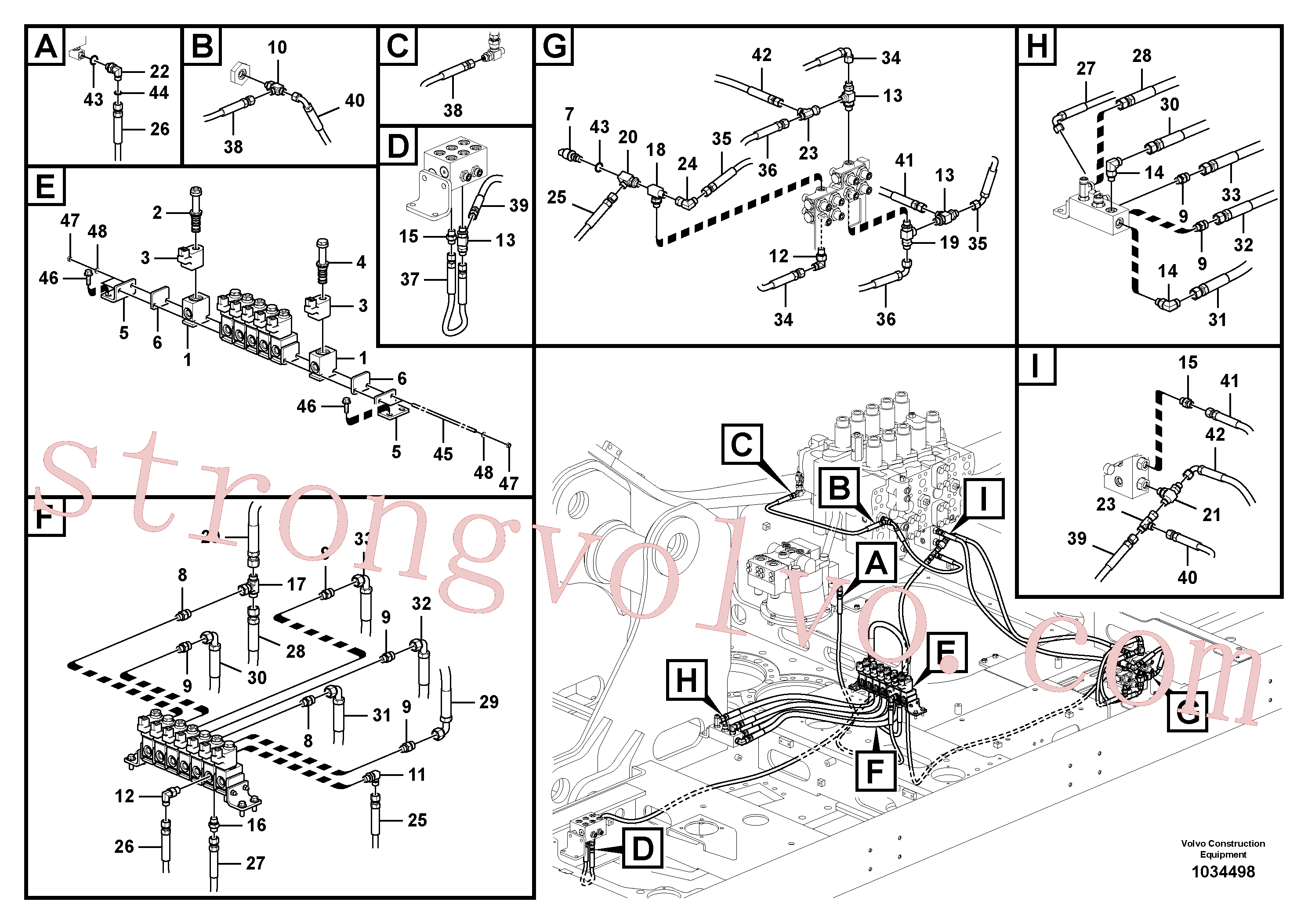 VOE937700 Volvo Sistema servomotor, tubagem da válvula de comando(1034498 Montagem)