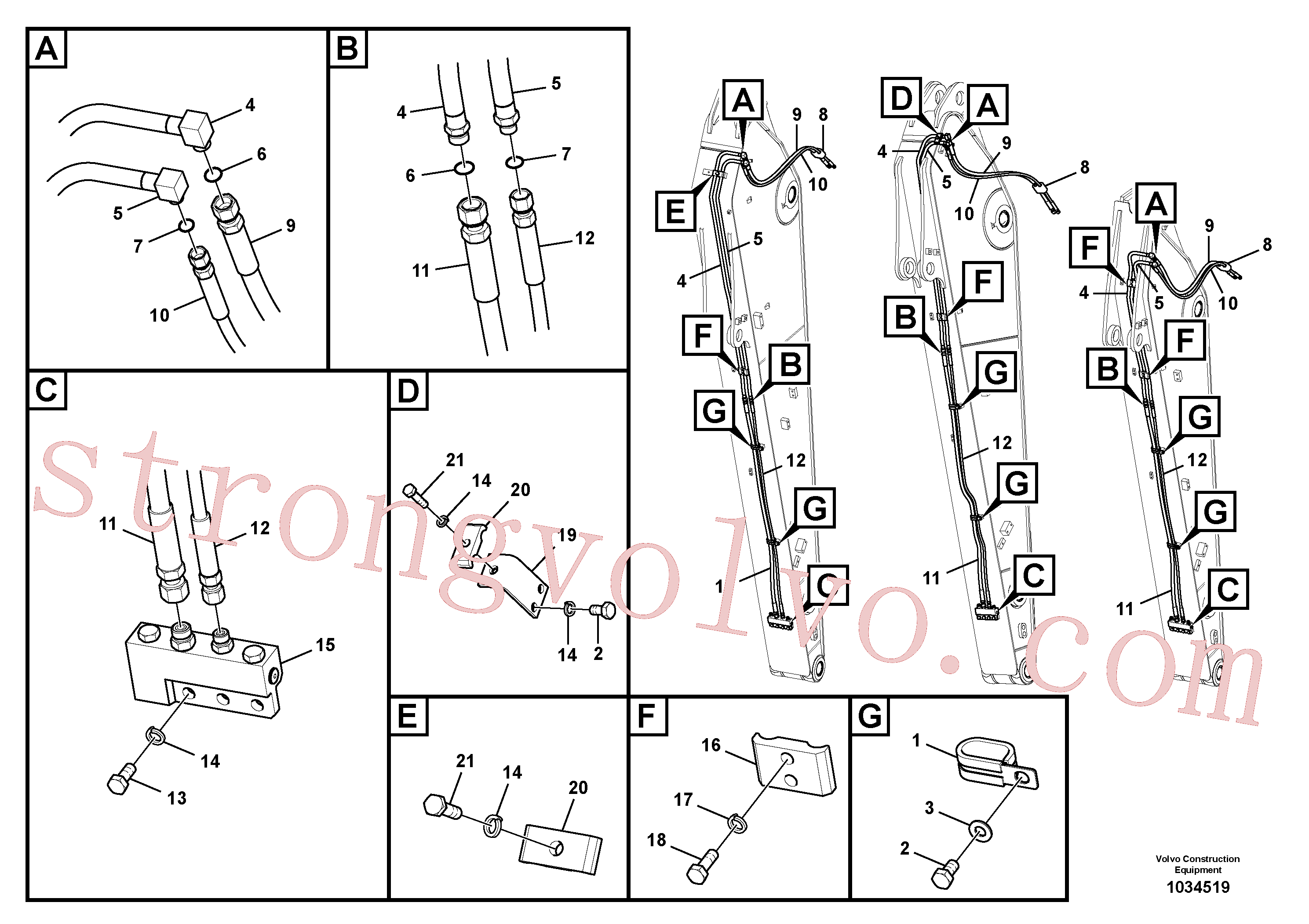 VOE936260 Volvo Hidráulica de serviço, encaixe rápido no braço de afundamento(1034519 Montagem)
