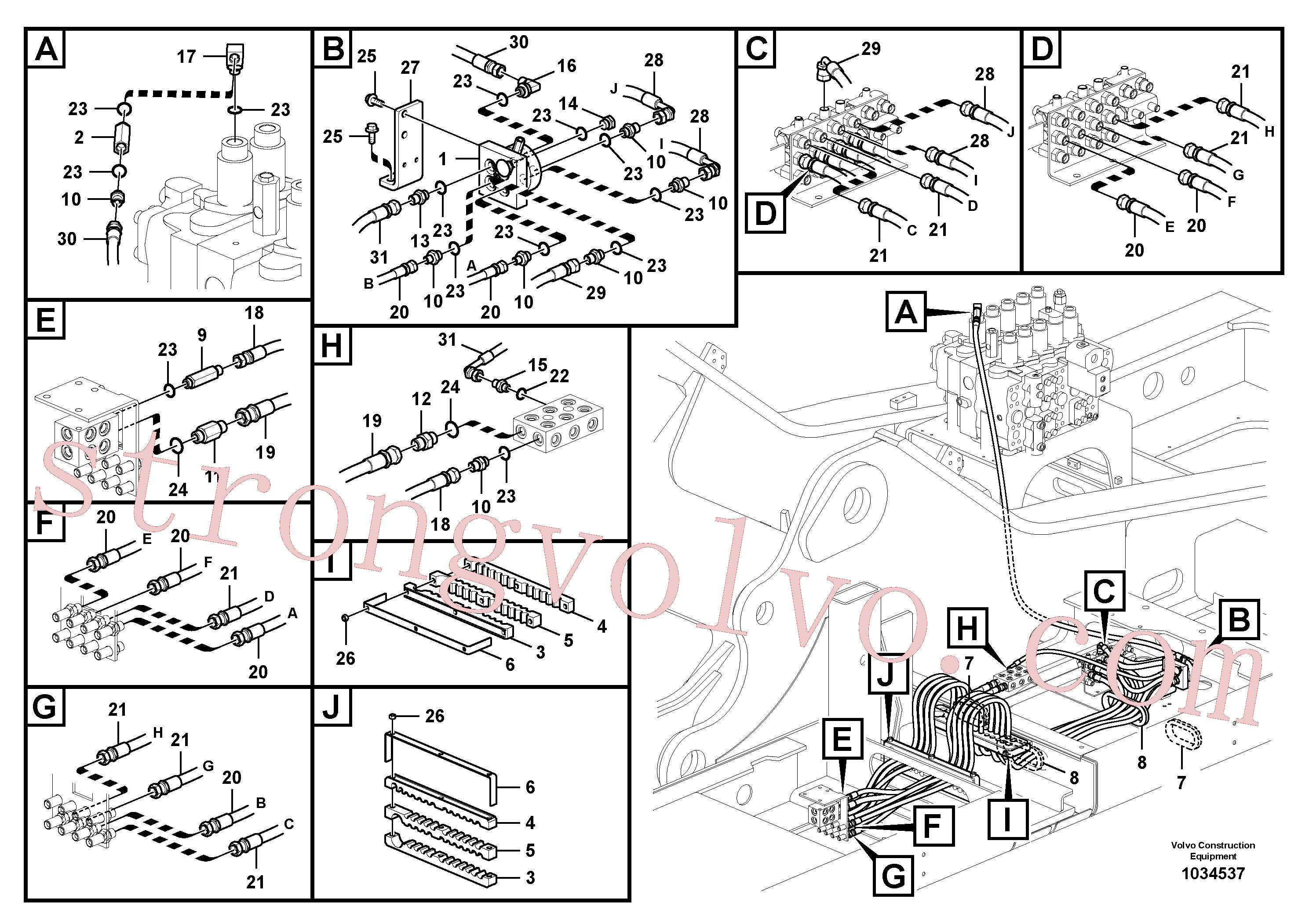 SA9451-03247 Volvo Sistema servomotor, tubagem da válvula de comando(1034537 Montagem)