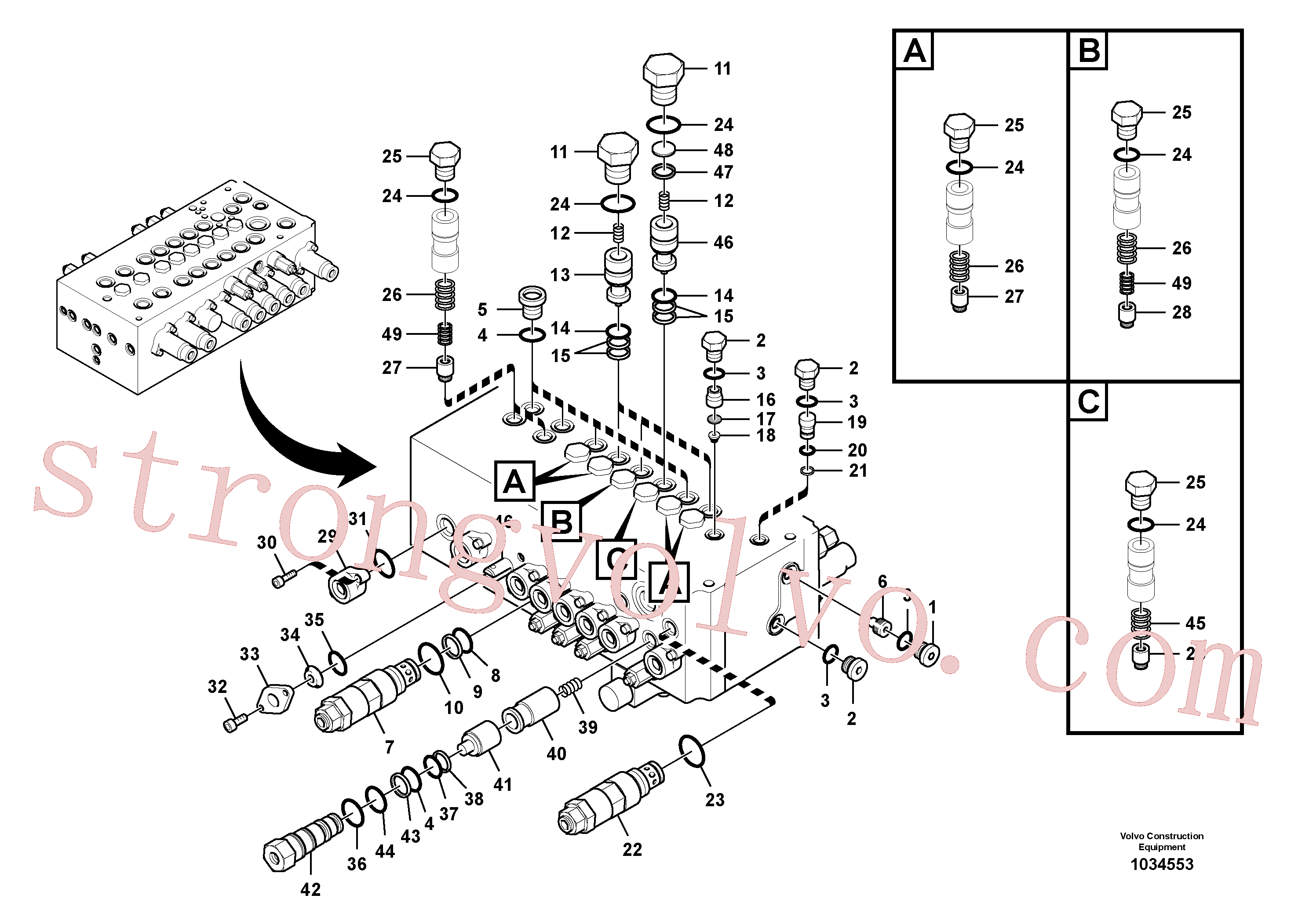 VOE14526963 Volvo Válvula mestra de comando(1034553 Montagem)