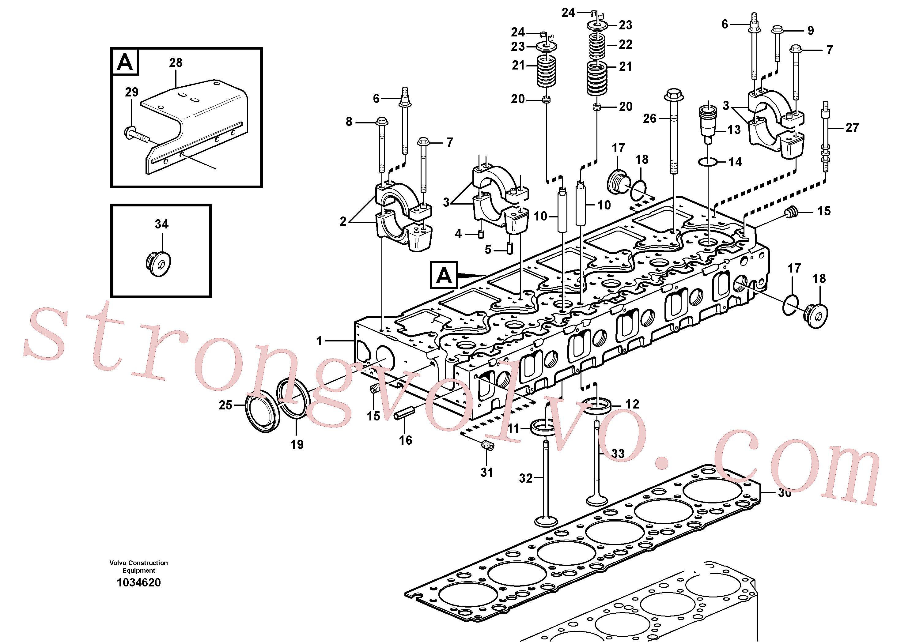 VOE990830 Volvo Cabeça de cilindro(1034620 Montagem)