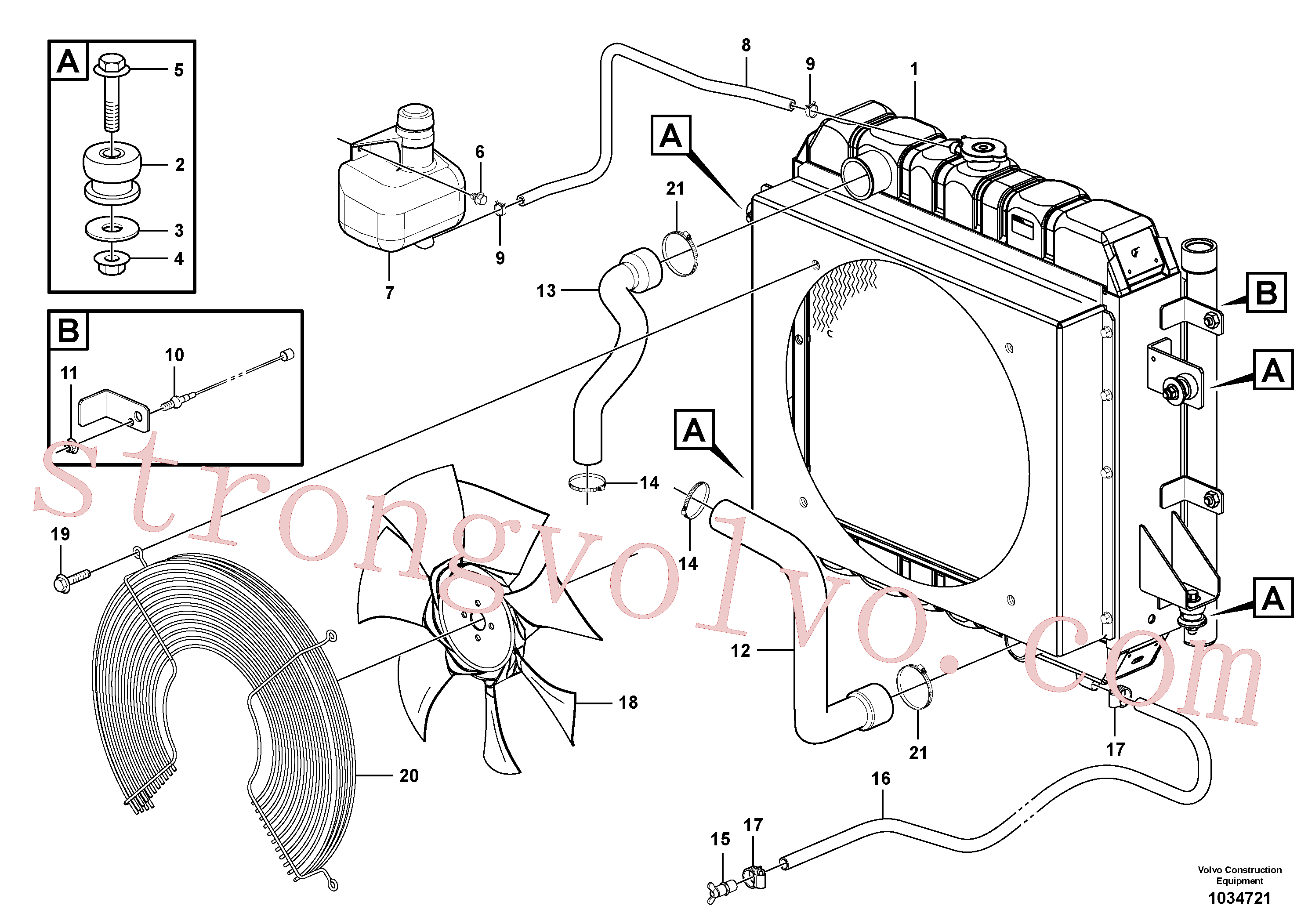VOE949874 Volvo Suporte do radiador(1034721 Montagem)