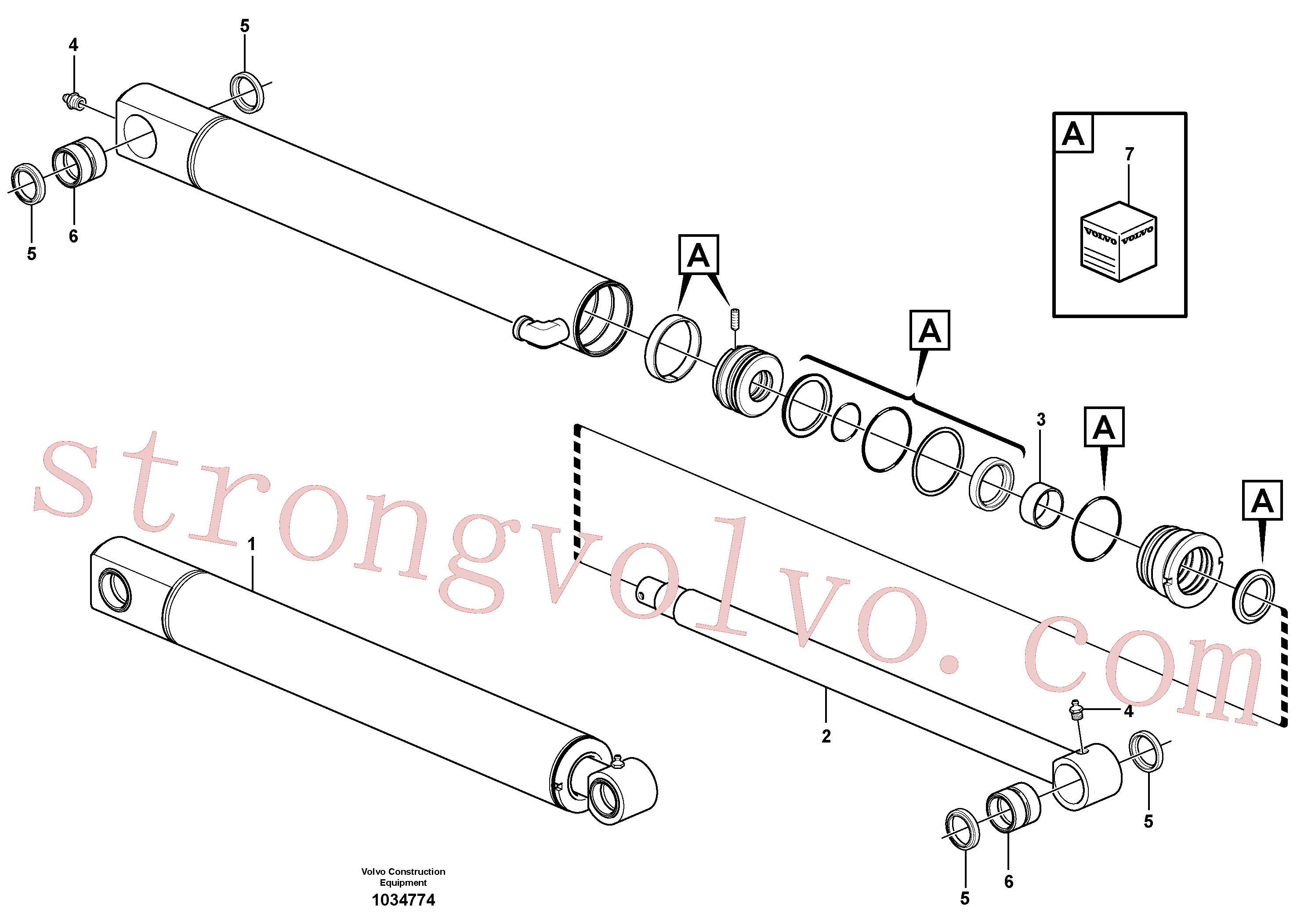 VOE11988257 Volvo Cilindro do braço de afundamento(1034774 Montagem)