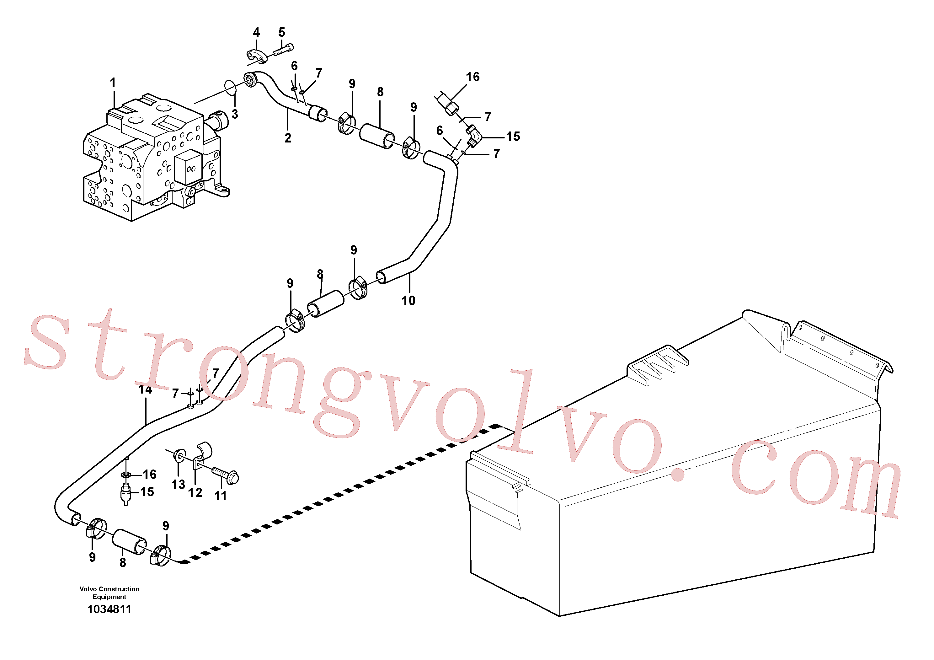 VOE936929 Volvo Sistema hidráulico, tubo de retorno do óleo(1034811 Montagem)