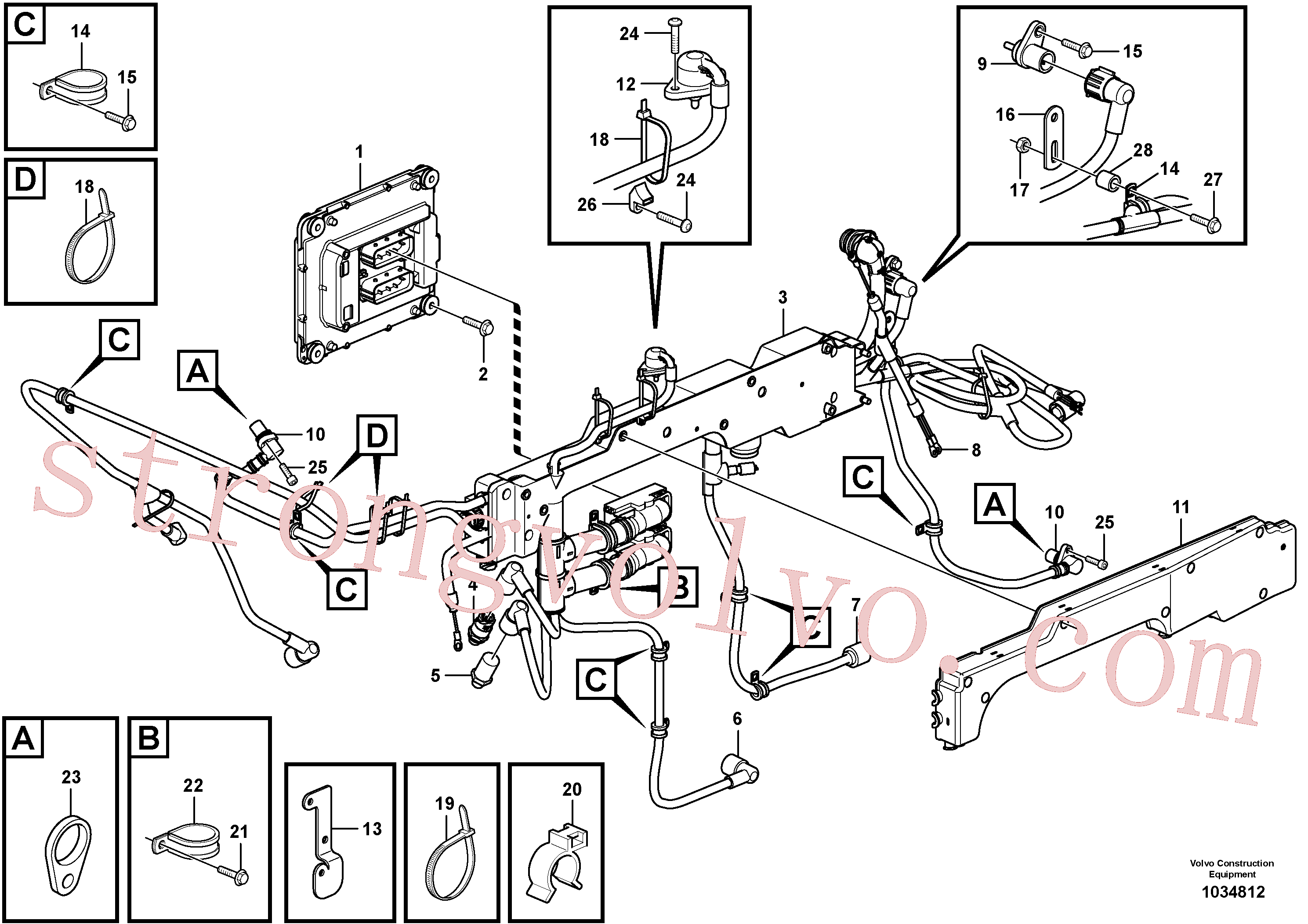 VOE13965534 Volvo Cablagem, ECU do motor(1034812 Montagem)