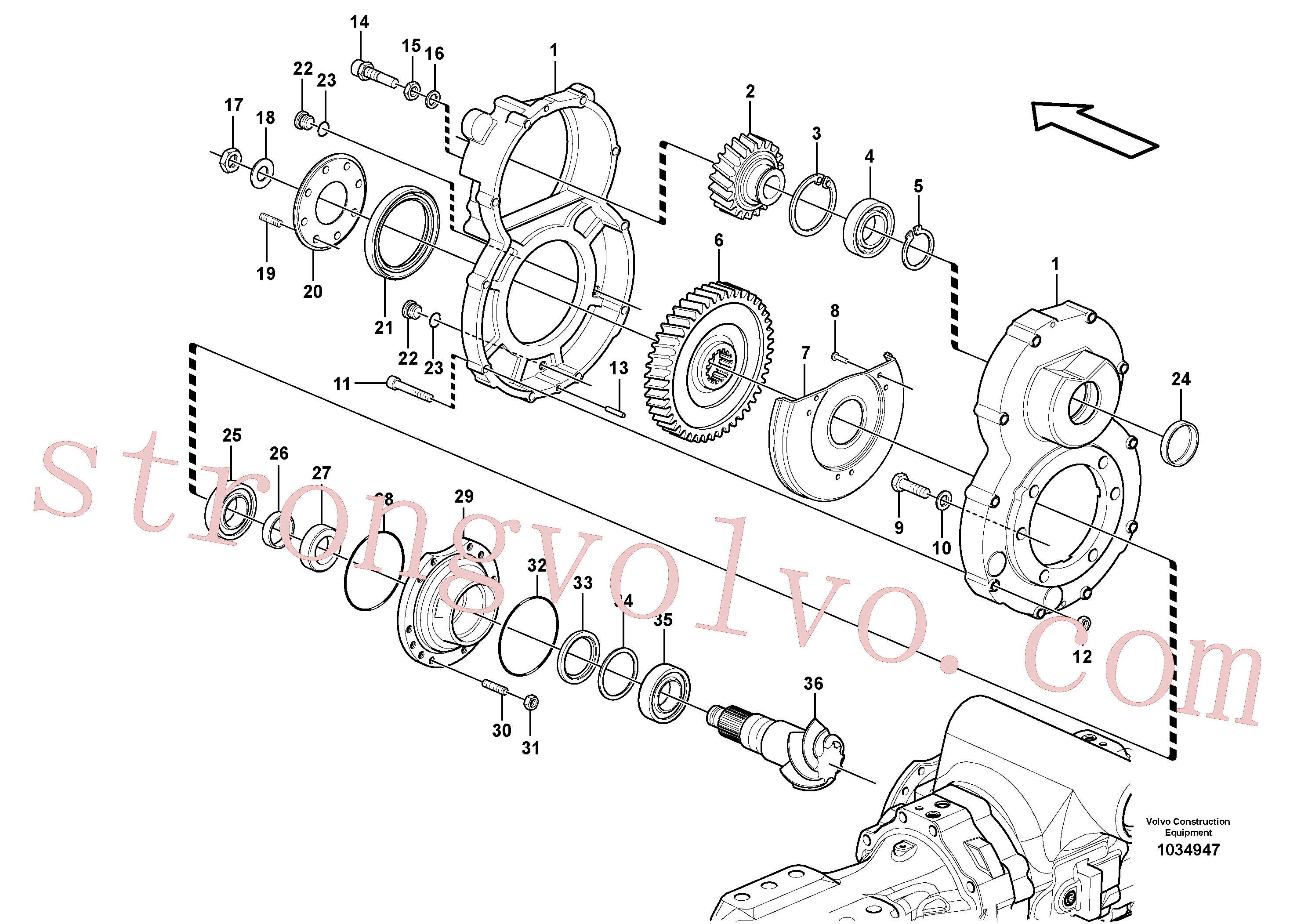 VOE6211756 Volvo Caixa de velocidades de transferência(1034947 Montagem)