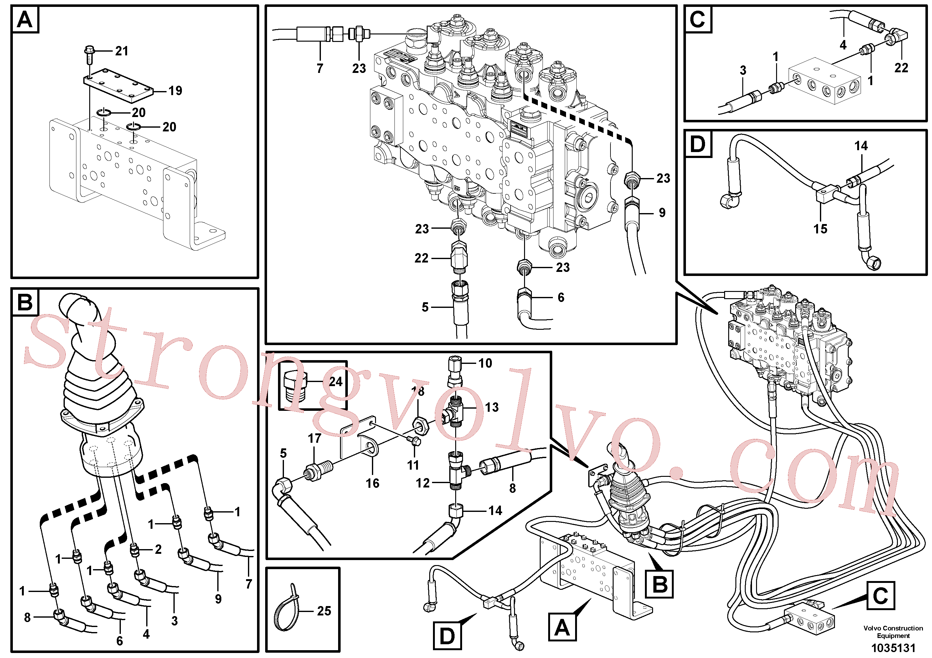 VOE14346492 Volvo Sistema servomotor, válvula de comando para válvula de comando à distância(1035131 Montagem)