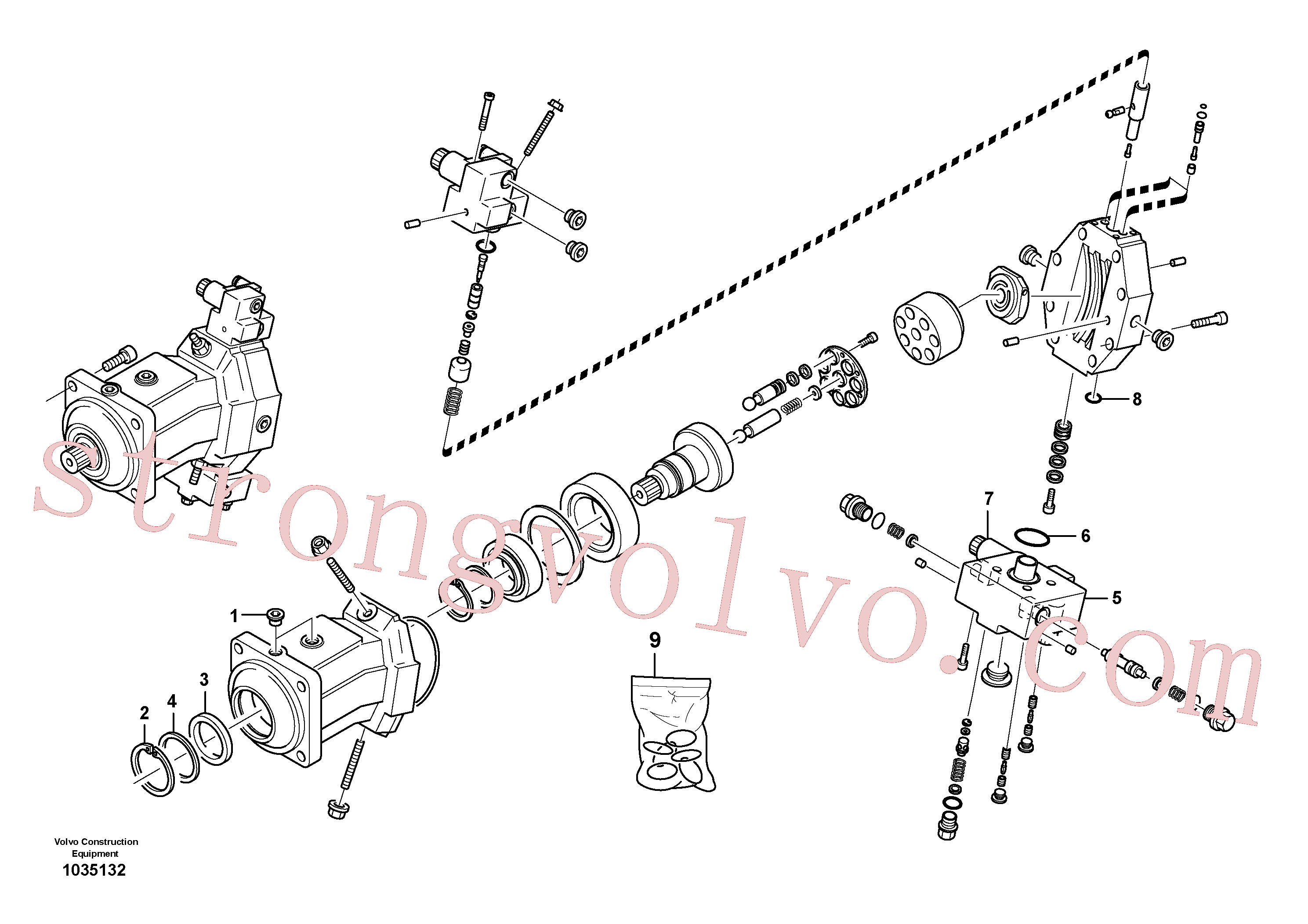 ZM2270540 Volvo Motor de deslocamento variável(1035132 Montagem)