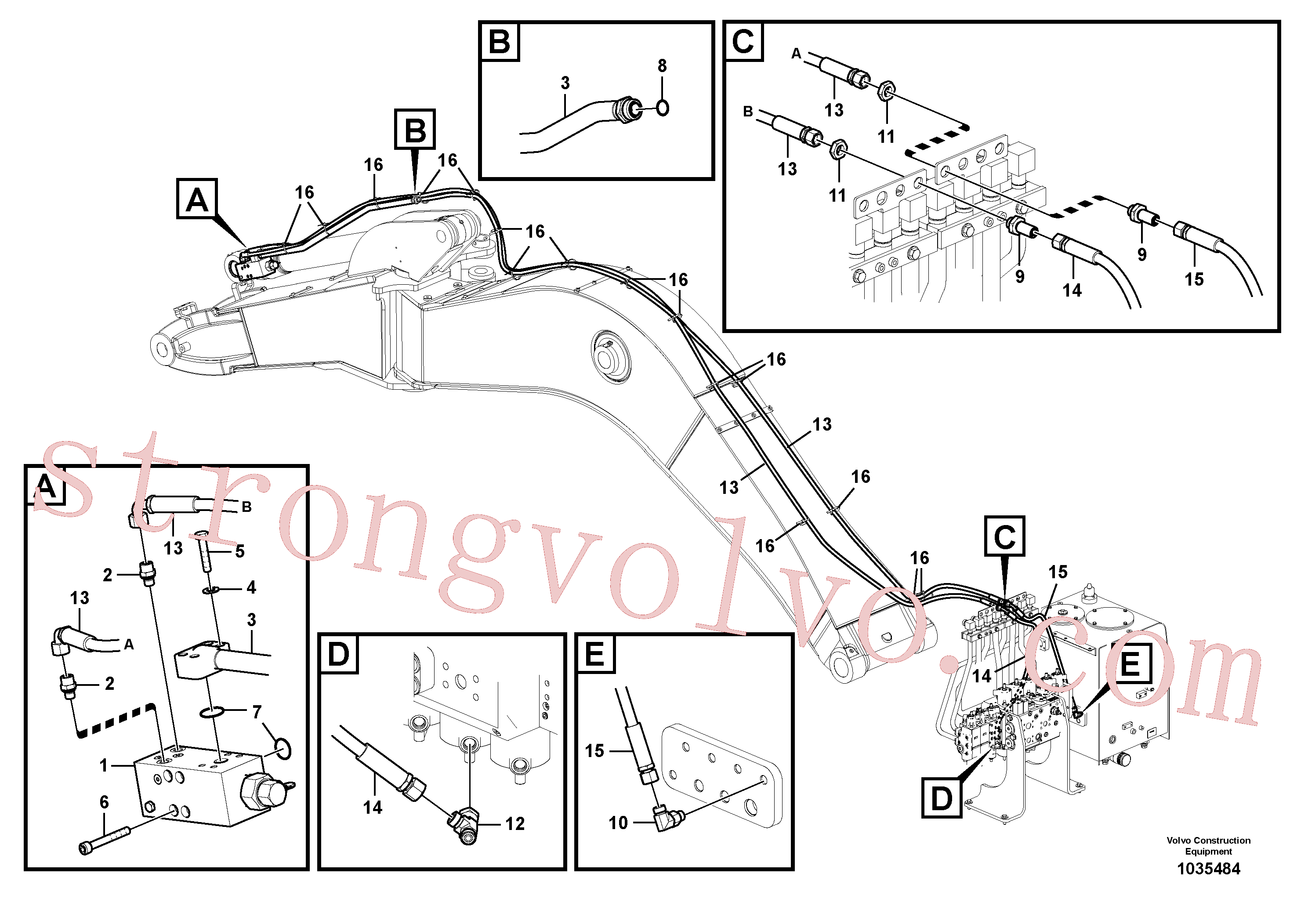 VOE937598 Volvo Ruptura de braço de afundamento para lança de deslocamento(1035484 Montagem)