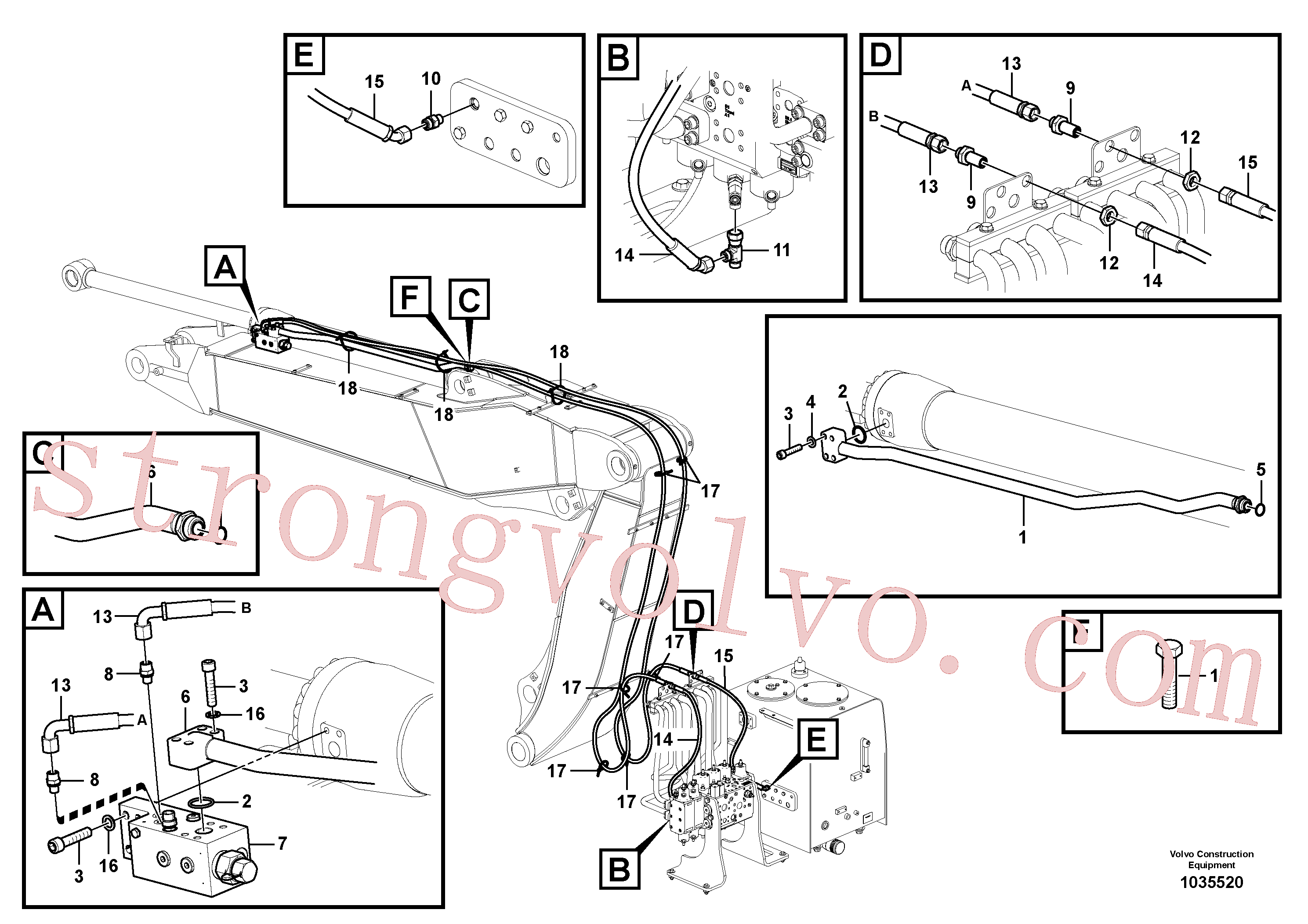VOE937128 Volvo Hidráulica de serviço, ruptura do braço de afundamento(1035520 Montagem)