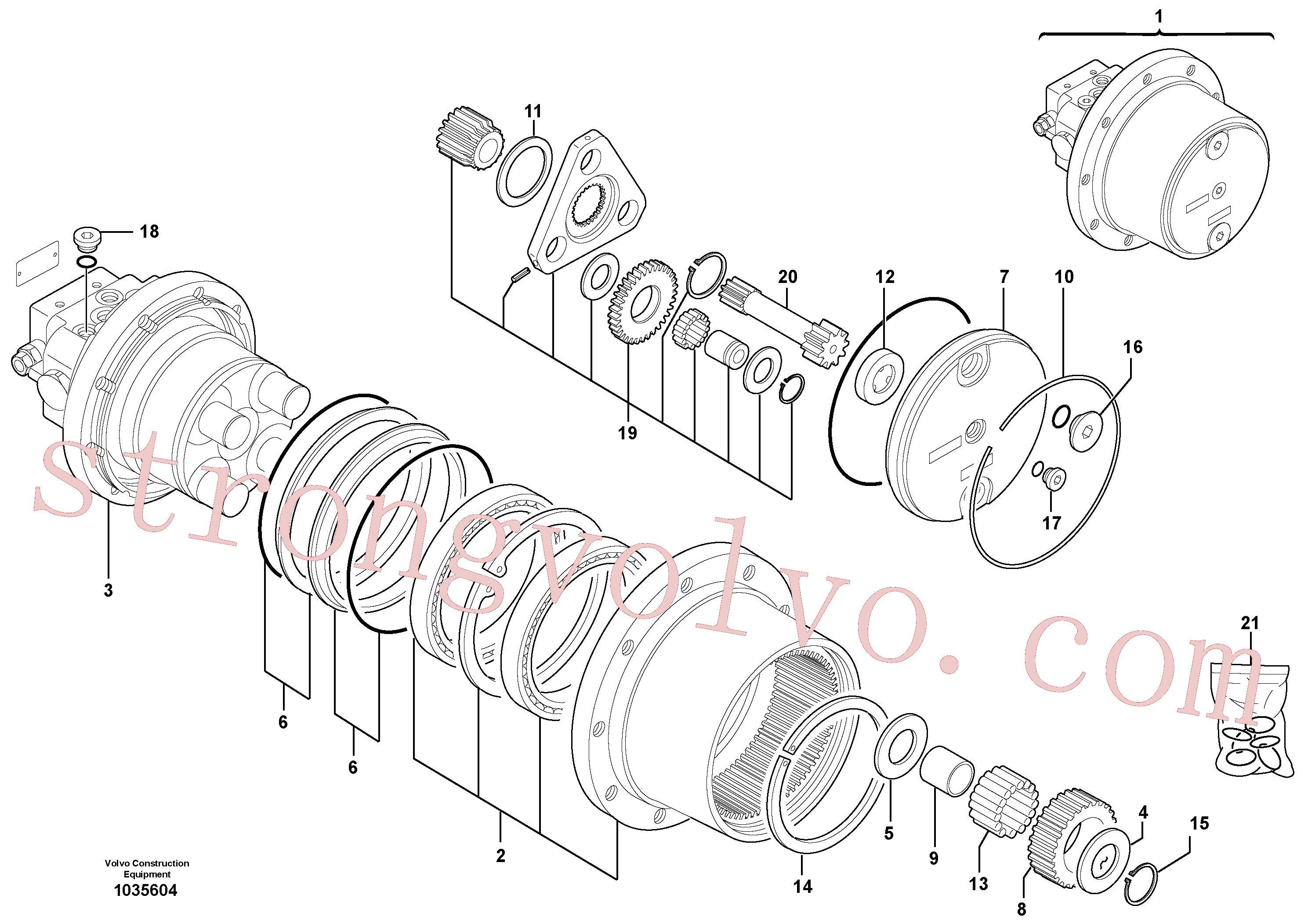 VOE15045609 Volvo Motor de curso hidráulico(1035604 Montagem)