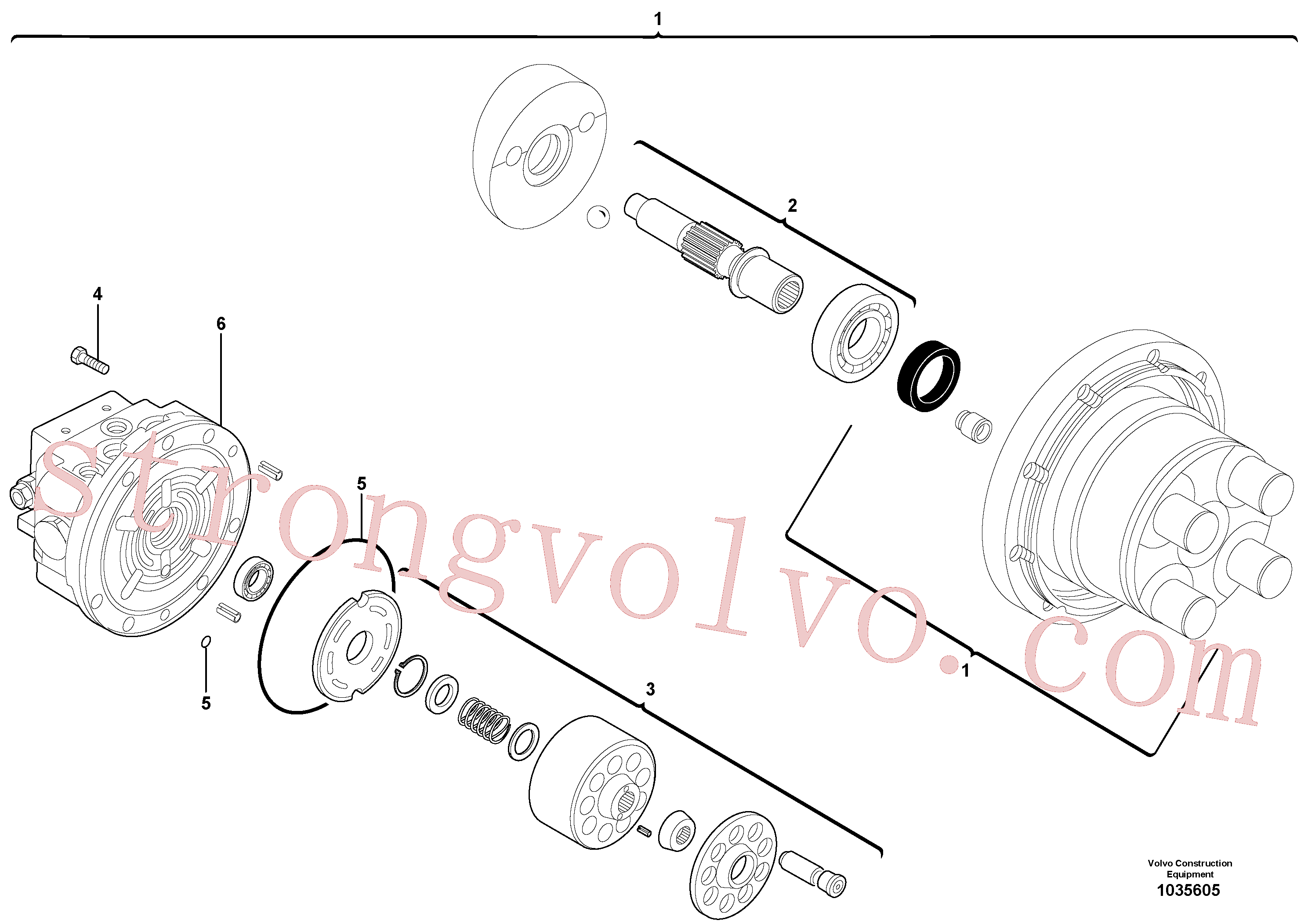 VOE15092791 Volvo Conjunto do motor da engrenagem de curso / sem travão(1035605 Montagem)