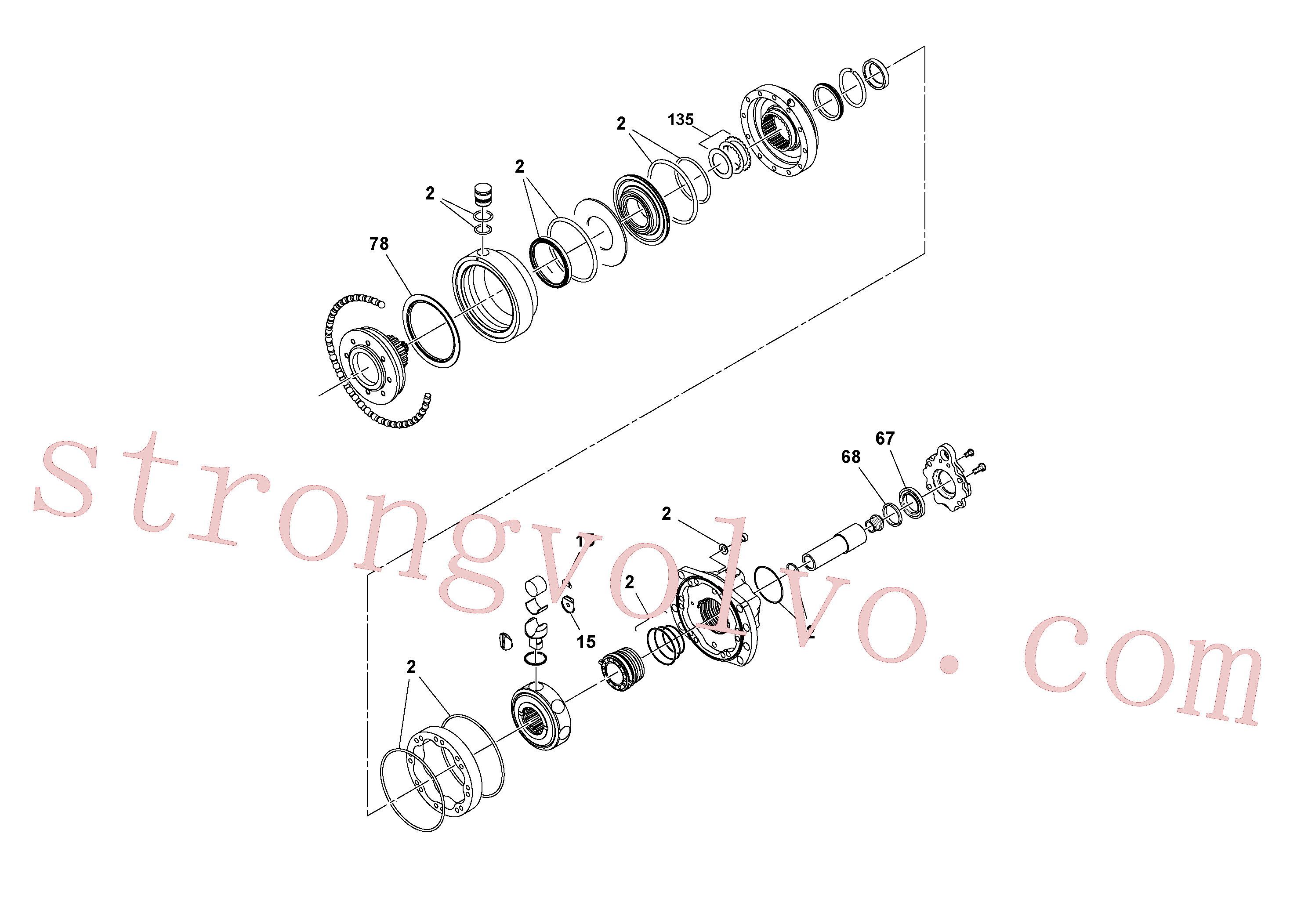 RM13262621 Volvo Motor de transmissão do tambor traseiro(1035753 Montagem)