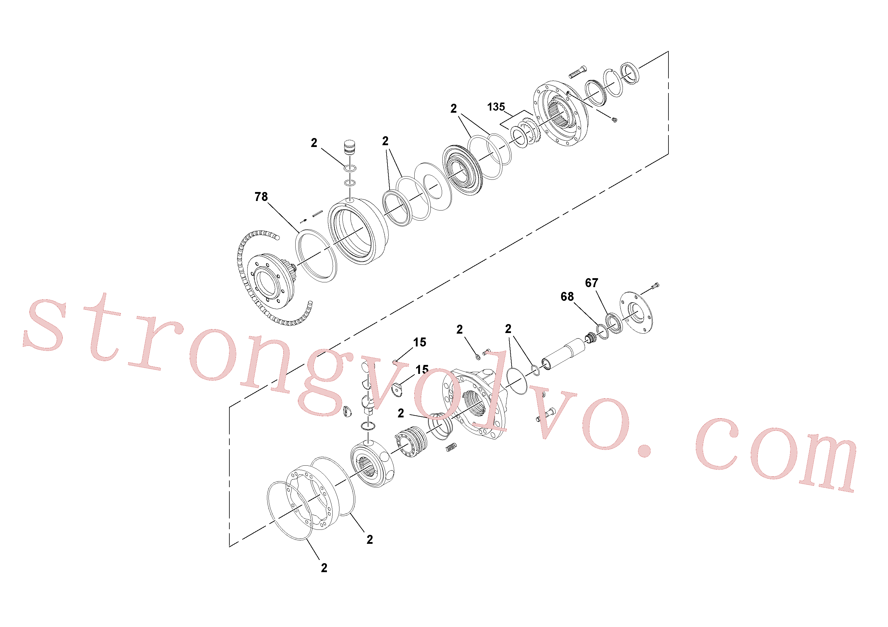 RM13465182 Volvo Motor da transmissão do tambor dianteiro(1035826 Montagem)
