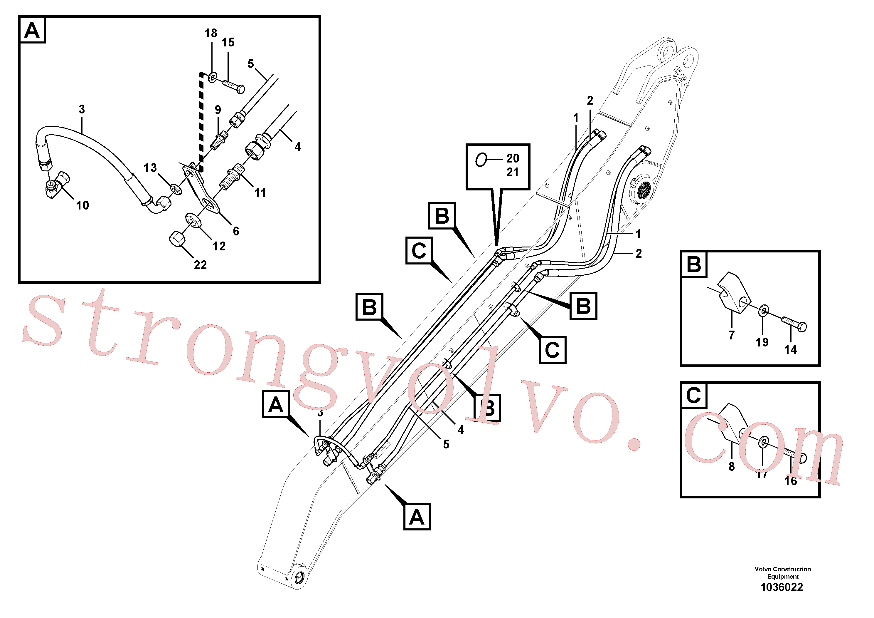 VOE11431005 Volvo Hidráulica de serviços, balde articulado, Hidráulica de serviço, ruptura do braço de afundamento(1036022 Montagem)