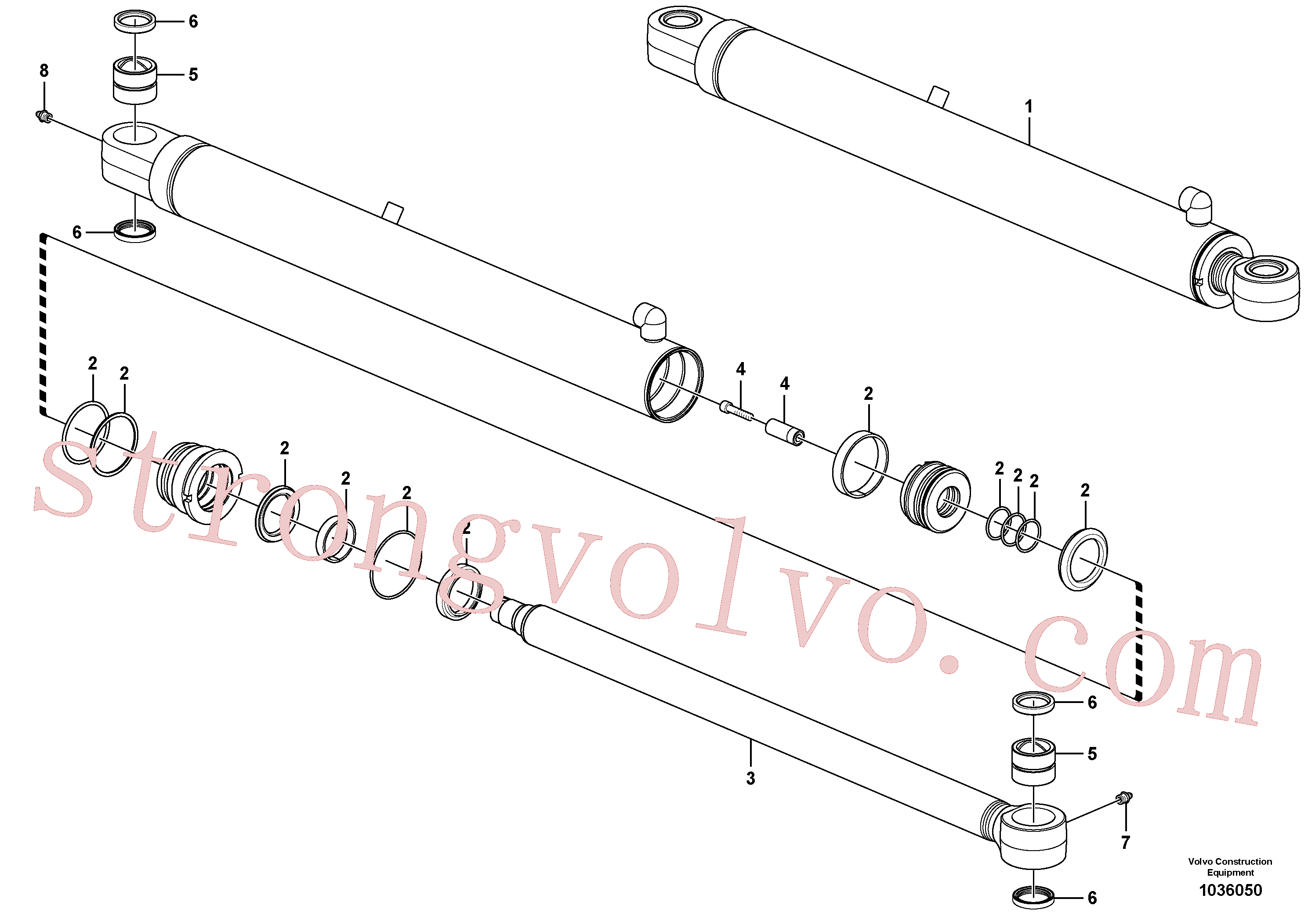 VOE11988968 Volvo Cilindro do braço de afundamento(1036050 Montagem)