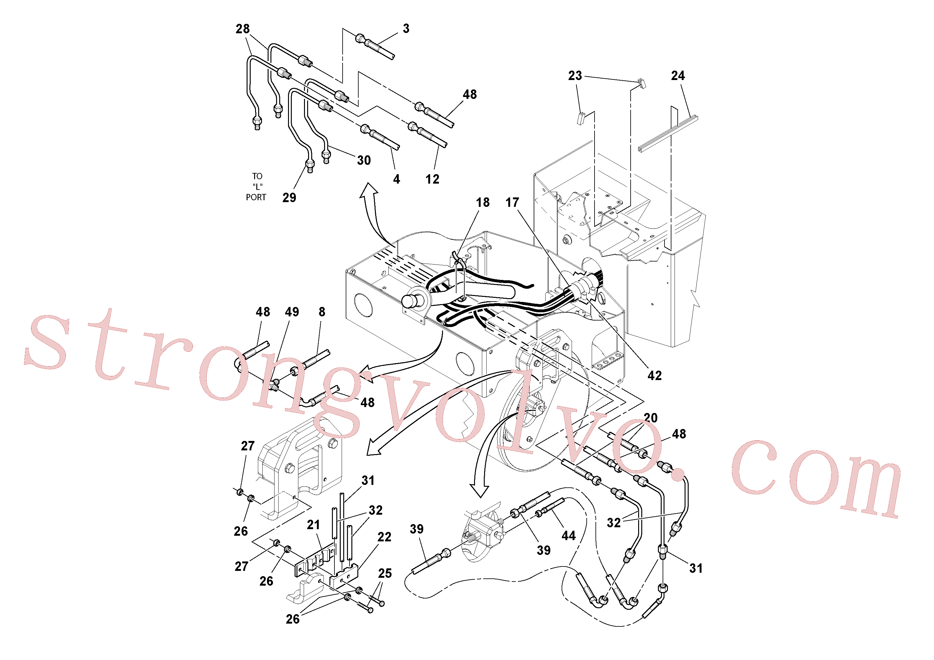 RM59174748 Volvo Instalação de mangueiras hidráulicas/braçadeira de tubo(1036316 Montagem)