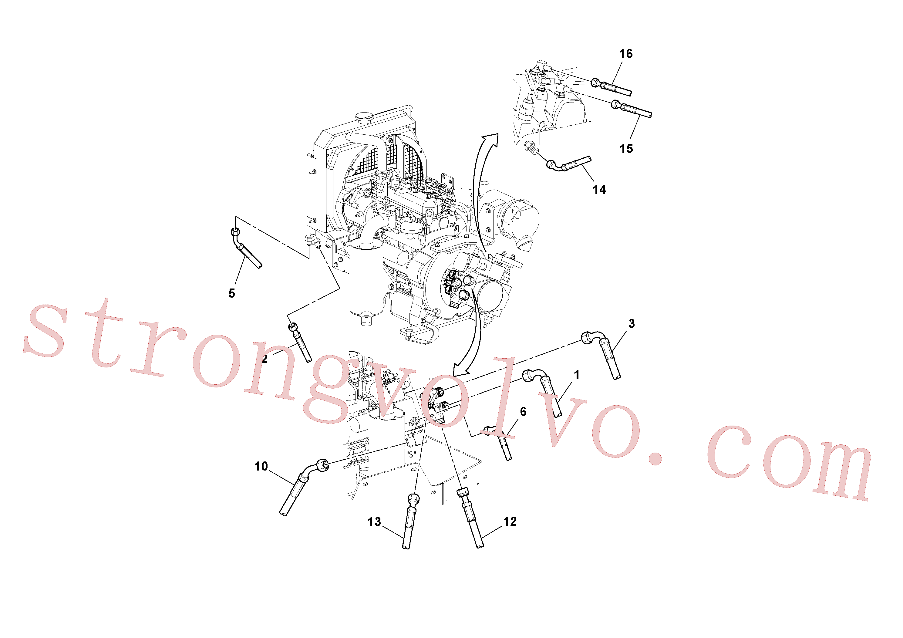 RM59197350 Volvo Instalação de mangueiras hidráulicas/braçadeira de tubo(1036317 Montagem)