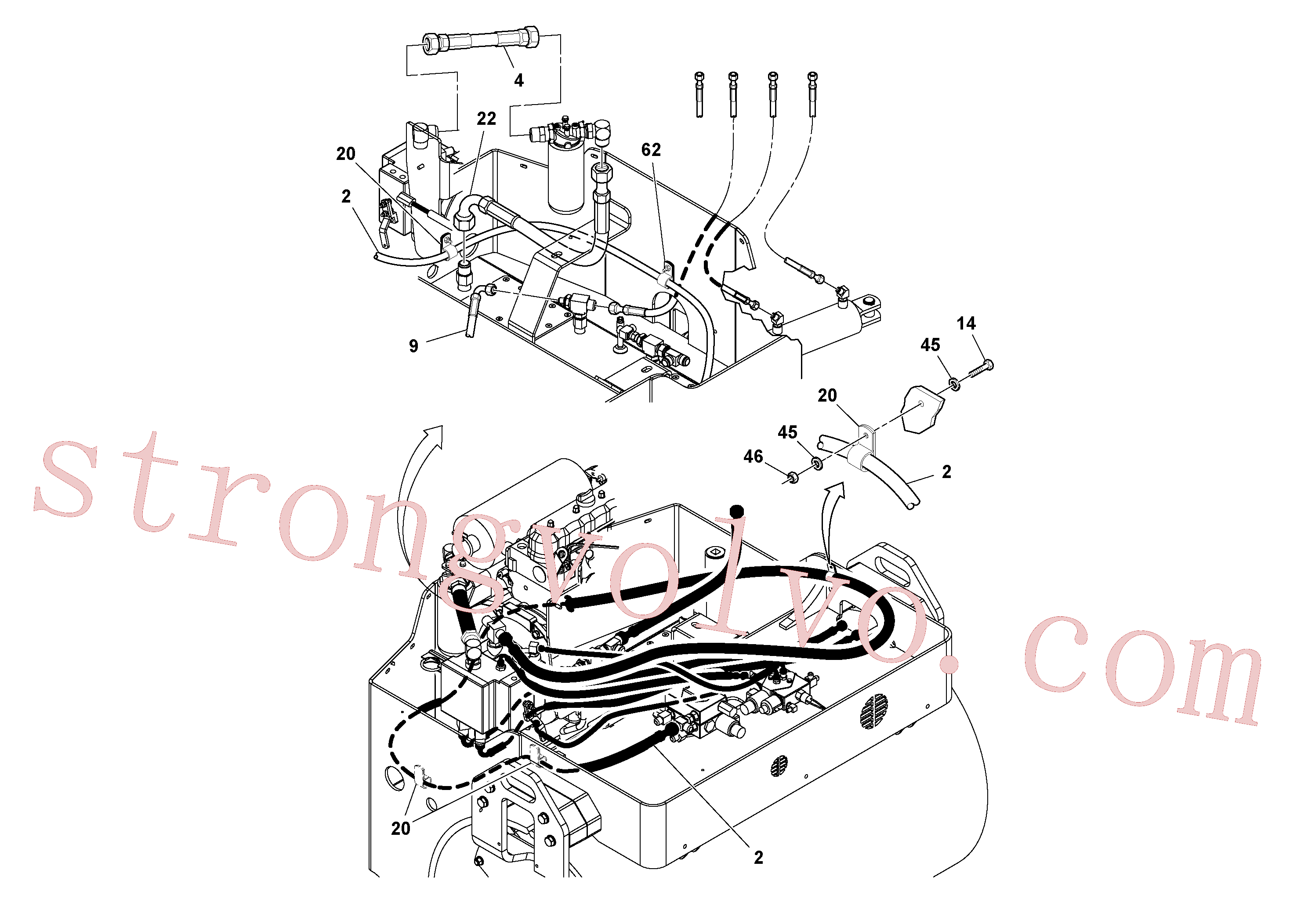 RM13165048 Volvo Instalação de mangueiras e tubos rígidos hidráulicos(1036414 Montagem)