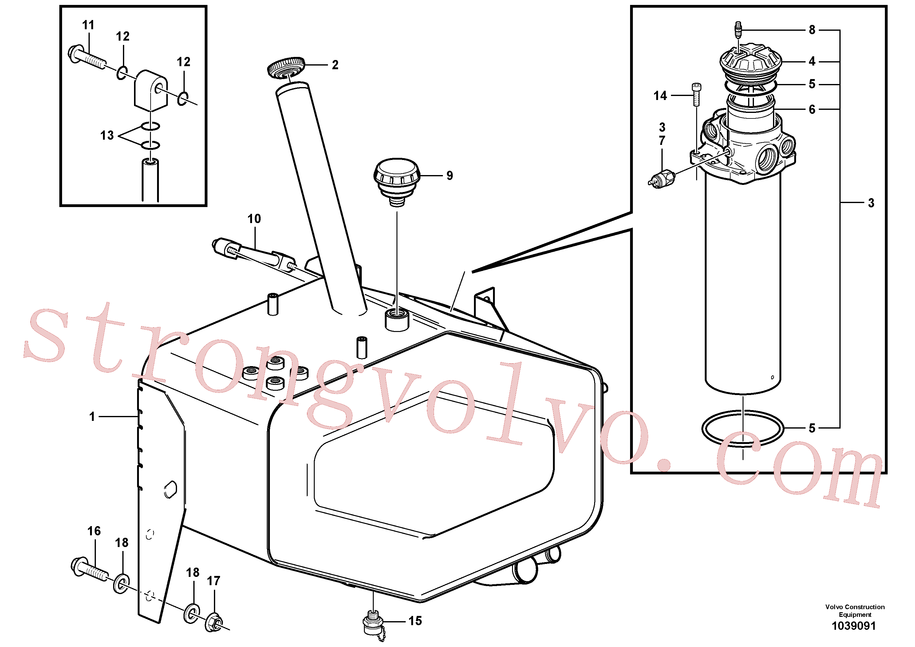 VOE14532362 Volvo Tanque de óleo hidráulico com acessórios(1039091 Montagem)