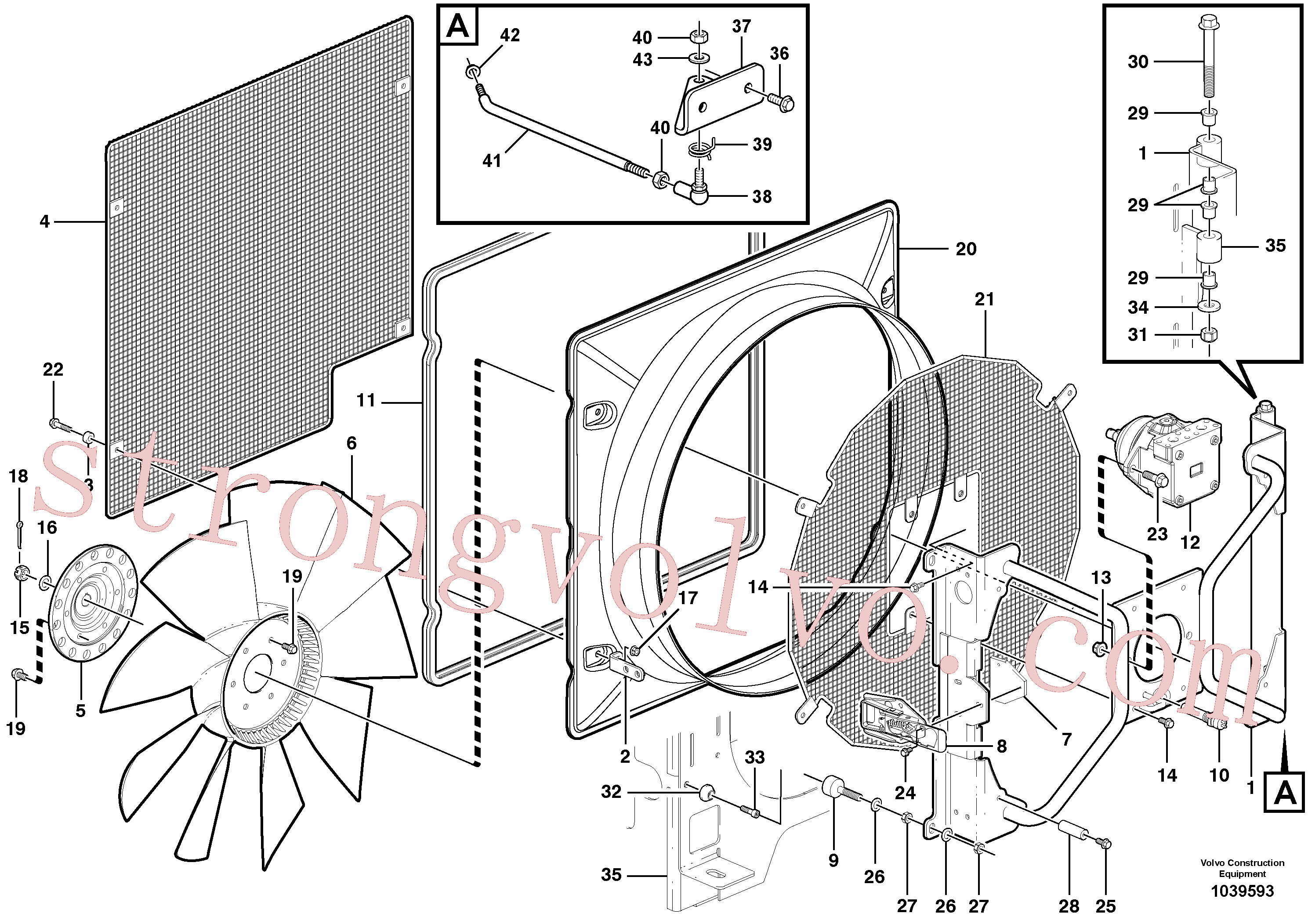 VOE959085 Volvo Caixa de ventilador(1039593 Montagem)