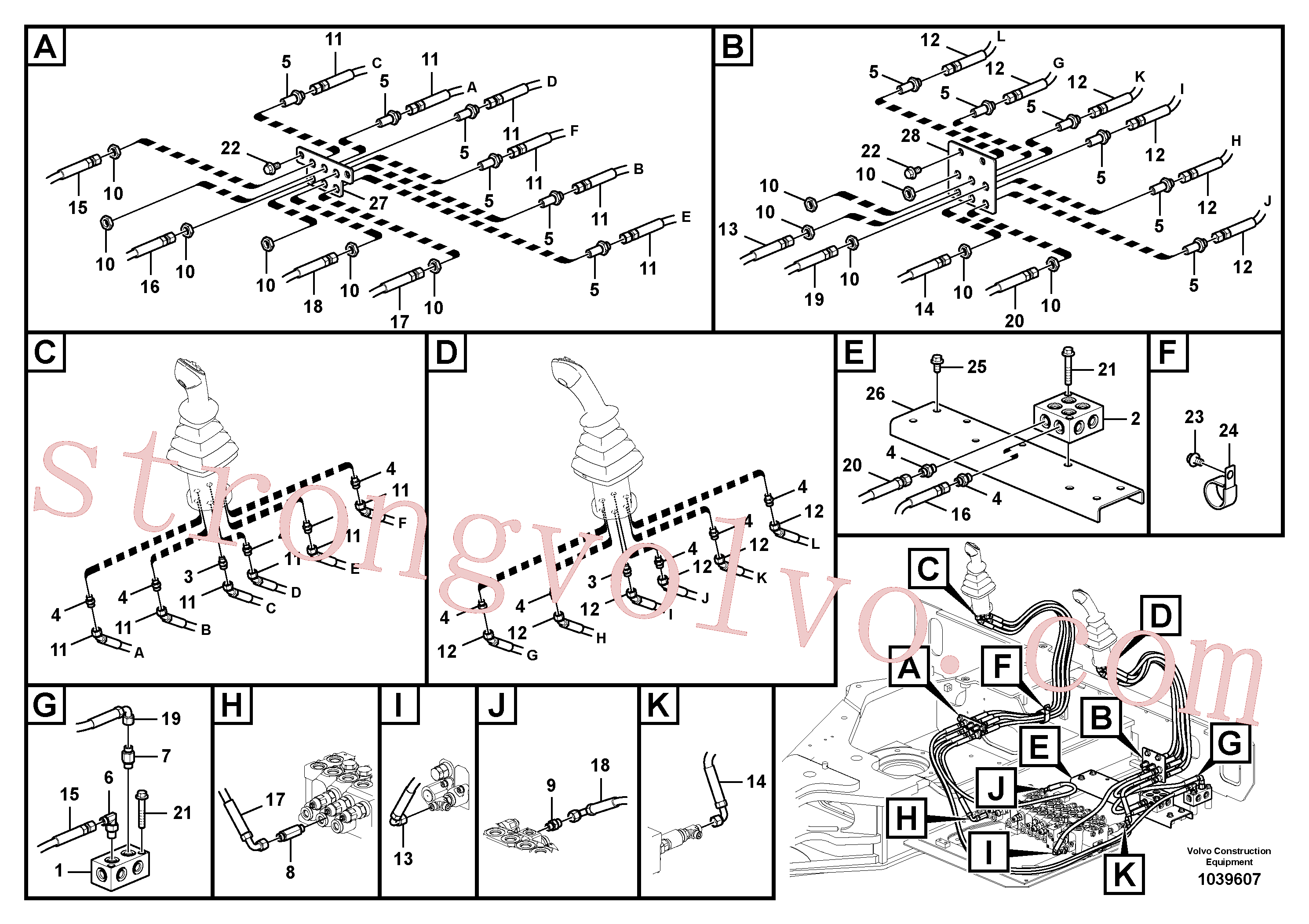 VOE937574 Volvo Sistema servomotor, válvula de comando para válvula de comando à distância(1039607 Montagem)