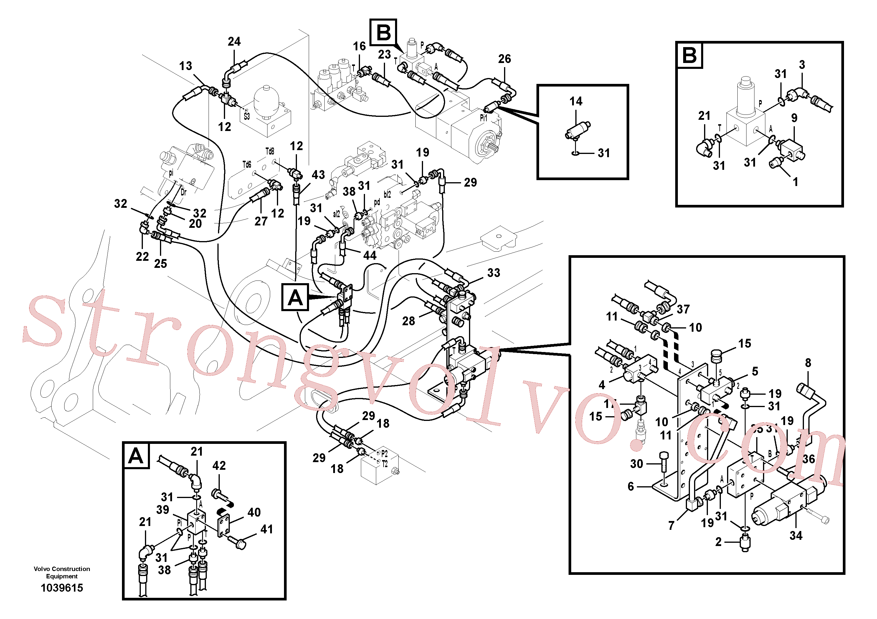 VOE14509464 Volvo Hidráulica de serviço, martelo e cortador para fluxo da bomba principal(1039615 Montagem)