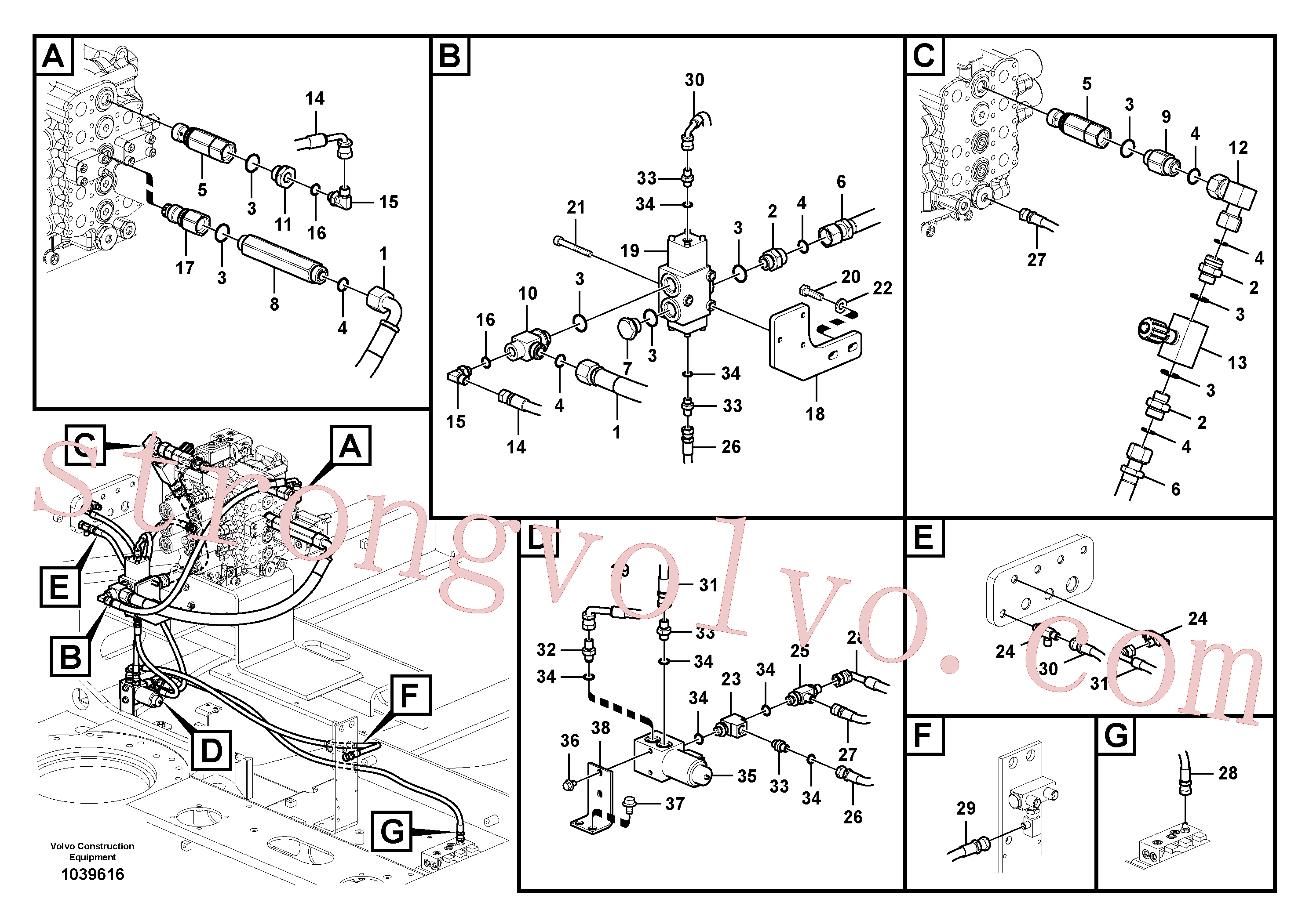 VOE14535279 Volvo Hidráulica de serviço, martelo e cortador para fluxo da bomba auxiliar(1039616 Montagem)