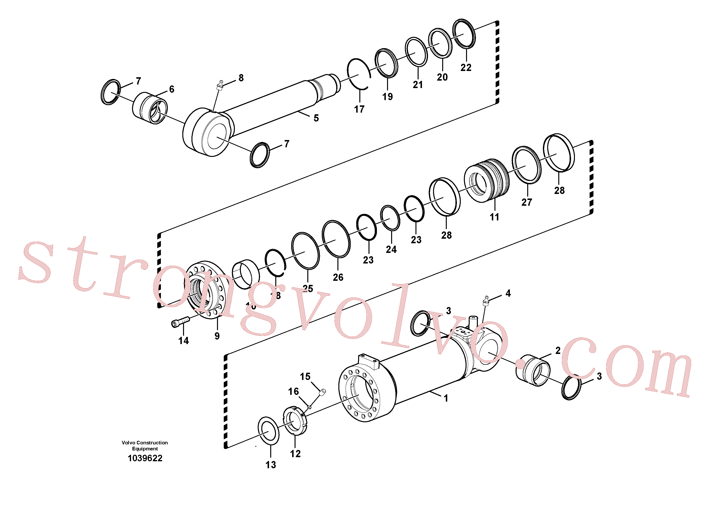 VOE14567065 Volvo Cilindro da lâmina niveladora(1039622 Montagem)
