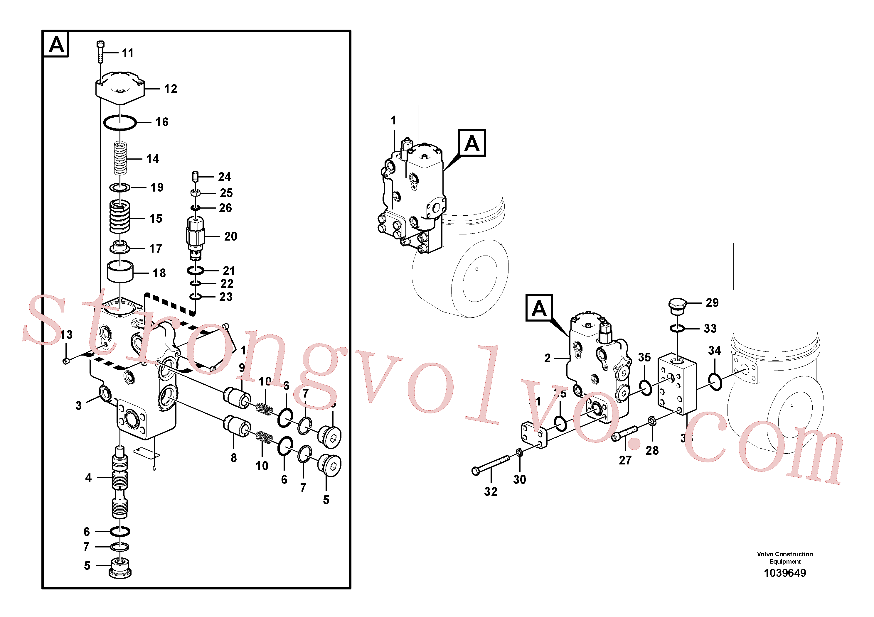 VOE14510943 Volvo Hidráulico de serviço, suporte da válvula de ruptura da lança(1039649 Montagem)