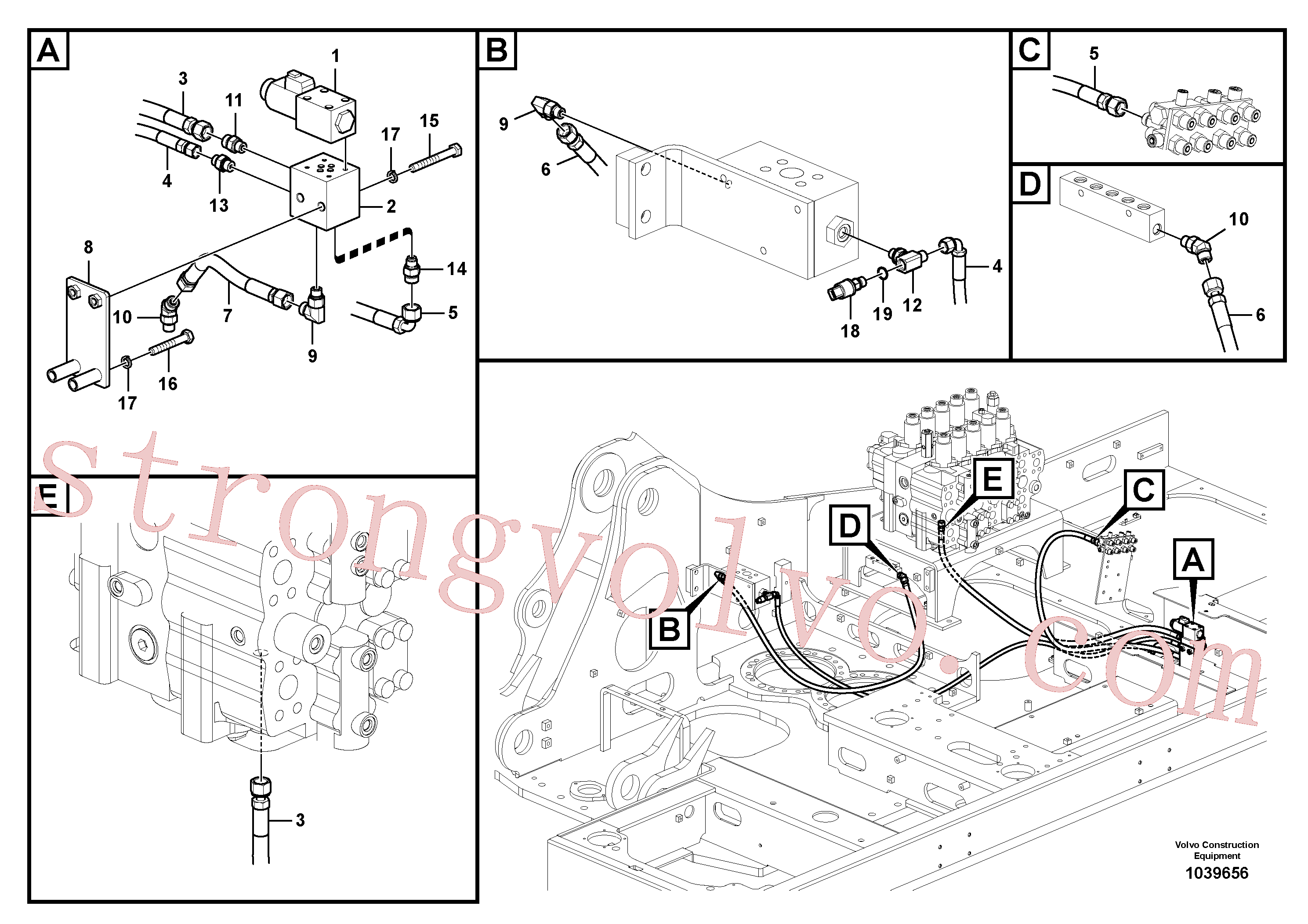 VOE14541689 Volvo Sistema servomotor, válvula de comando para válvula solenóide(1039656 Montagem)