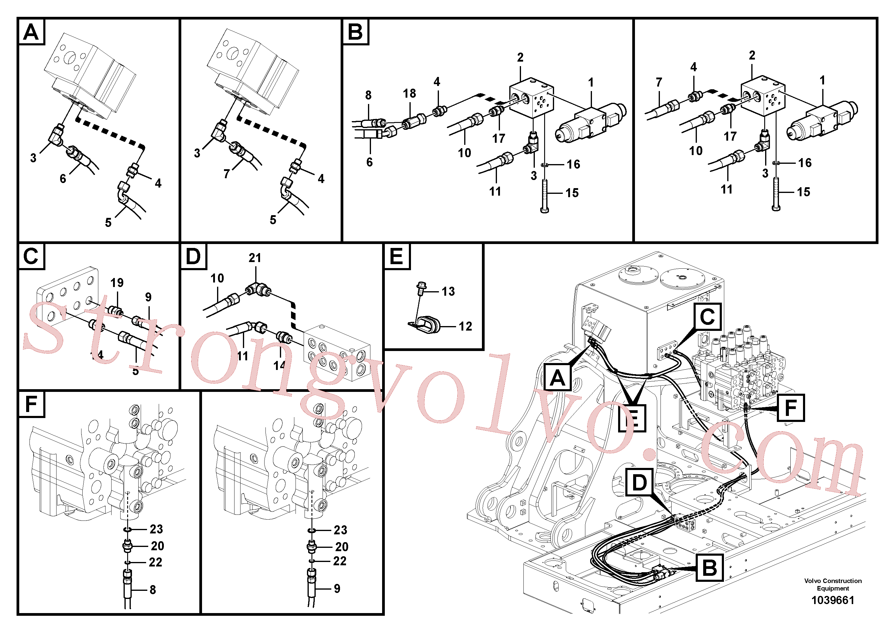 VOE15039049 Volvo Hidráulica de serviço, martelo e cortador para fluxo da bomba principal(1039661 Montagem)
