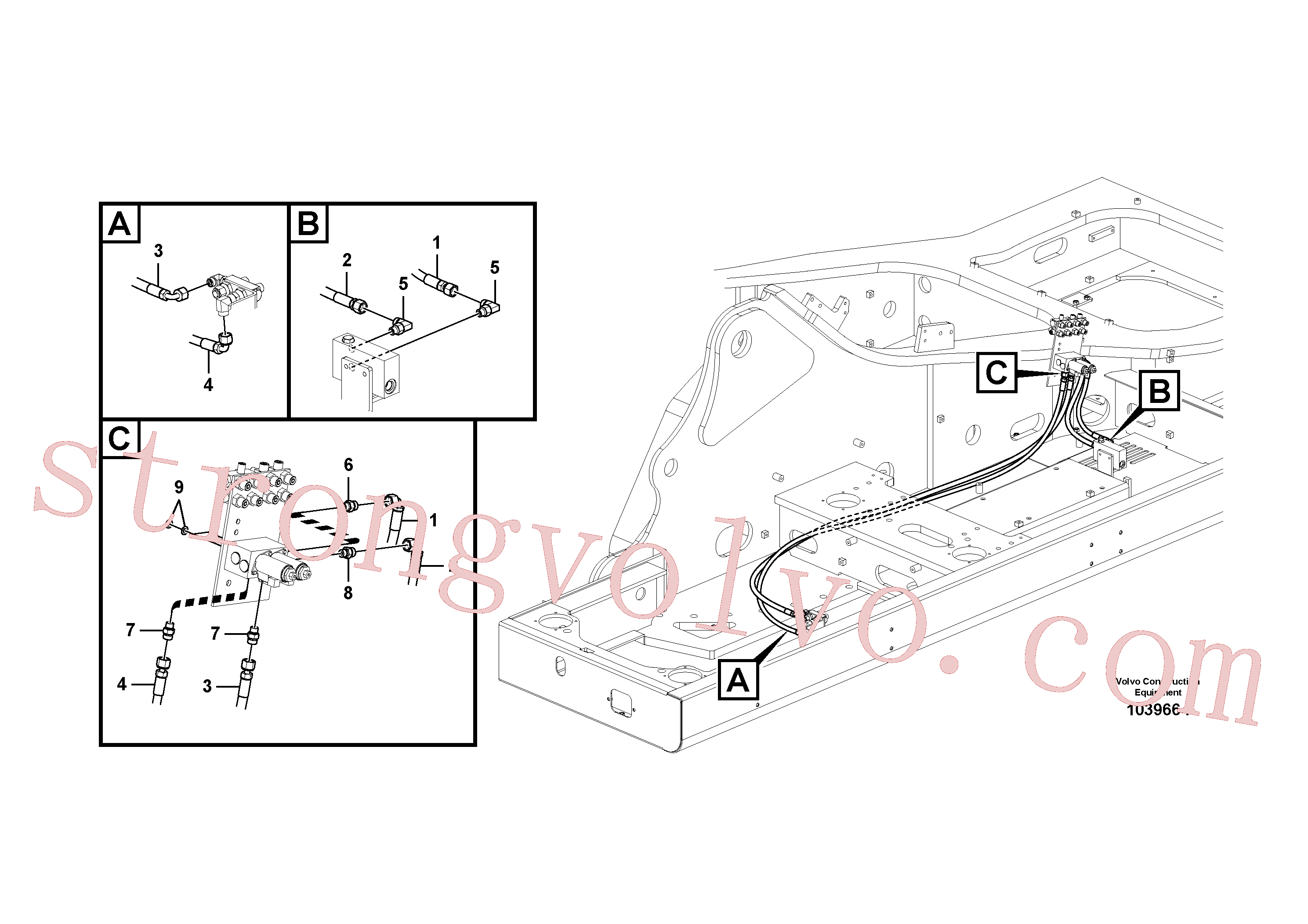 VOE936786 Volvo Sistema servomotor, martelo e corte(1039664 Montagem)
