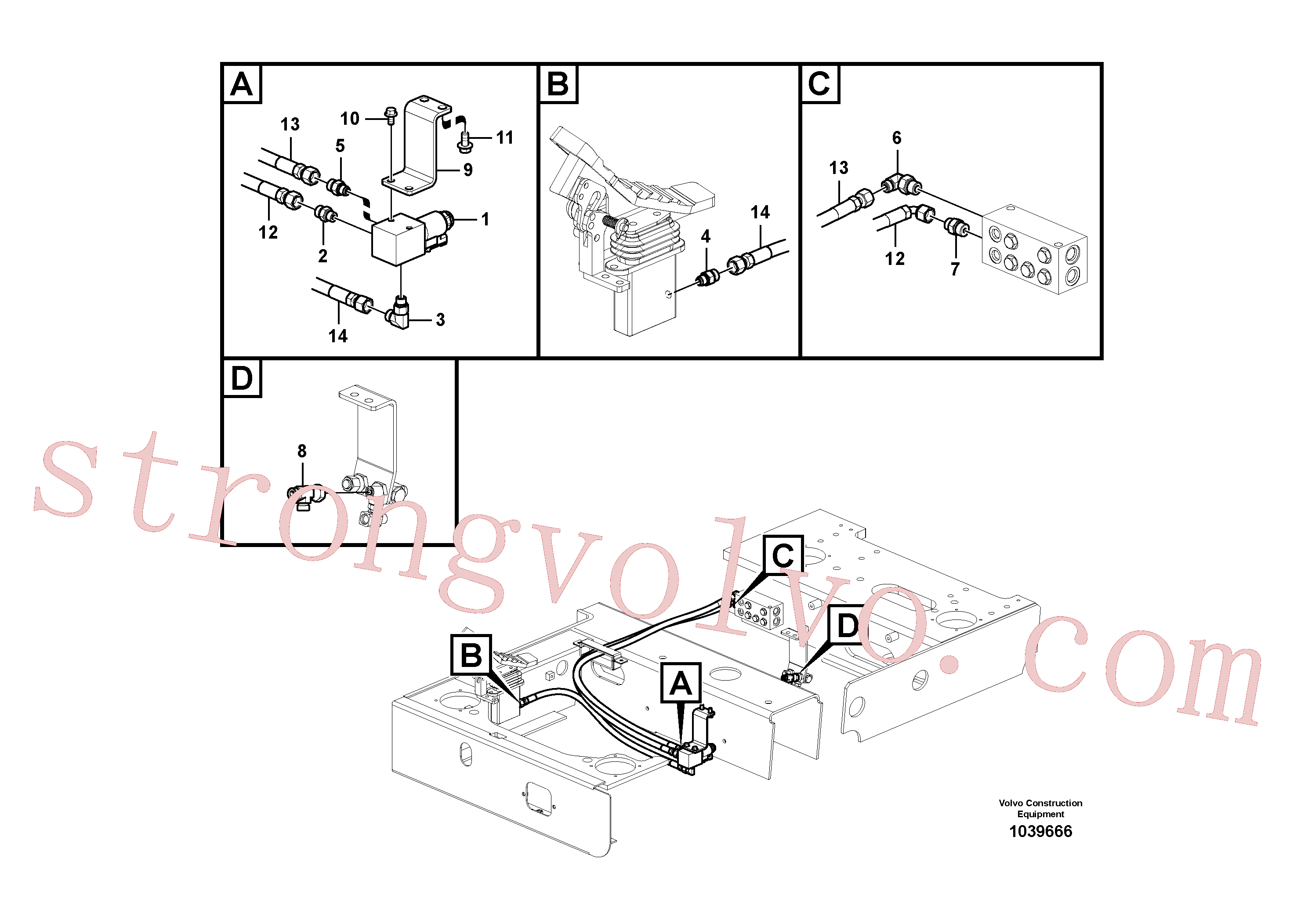 VOE11708661 Volvo Sistema servomotor, martelo e corte(1039666 Montagem)