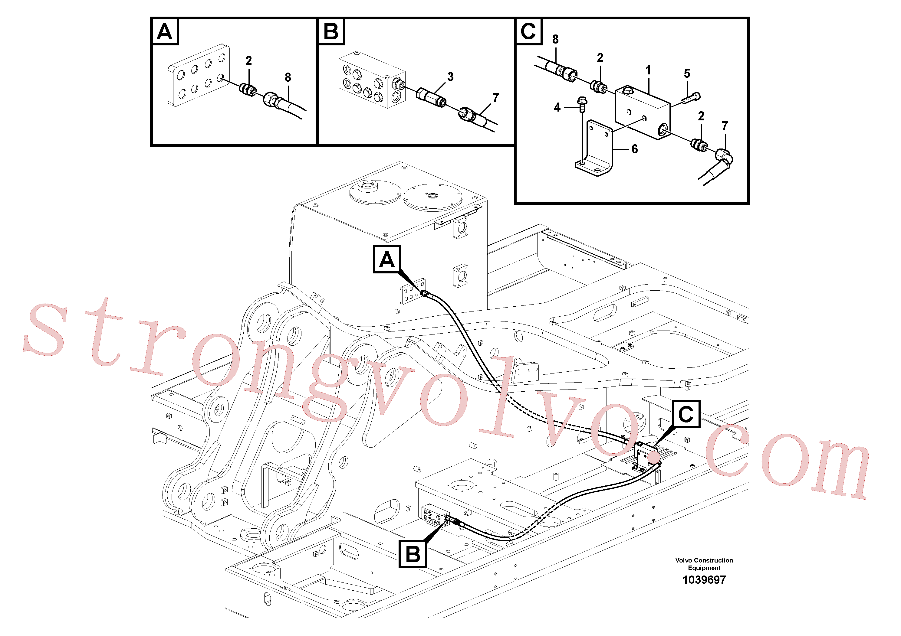 VOE14588129 Volvo Sistema servomotor, martelo e corte(1039697 Montagem)