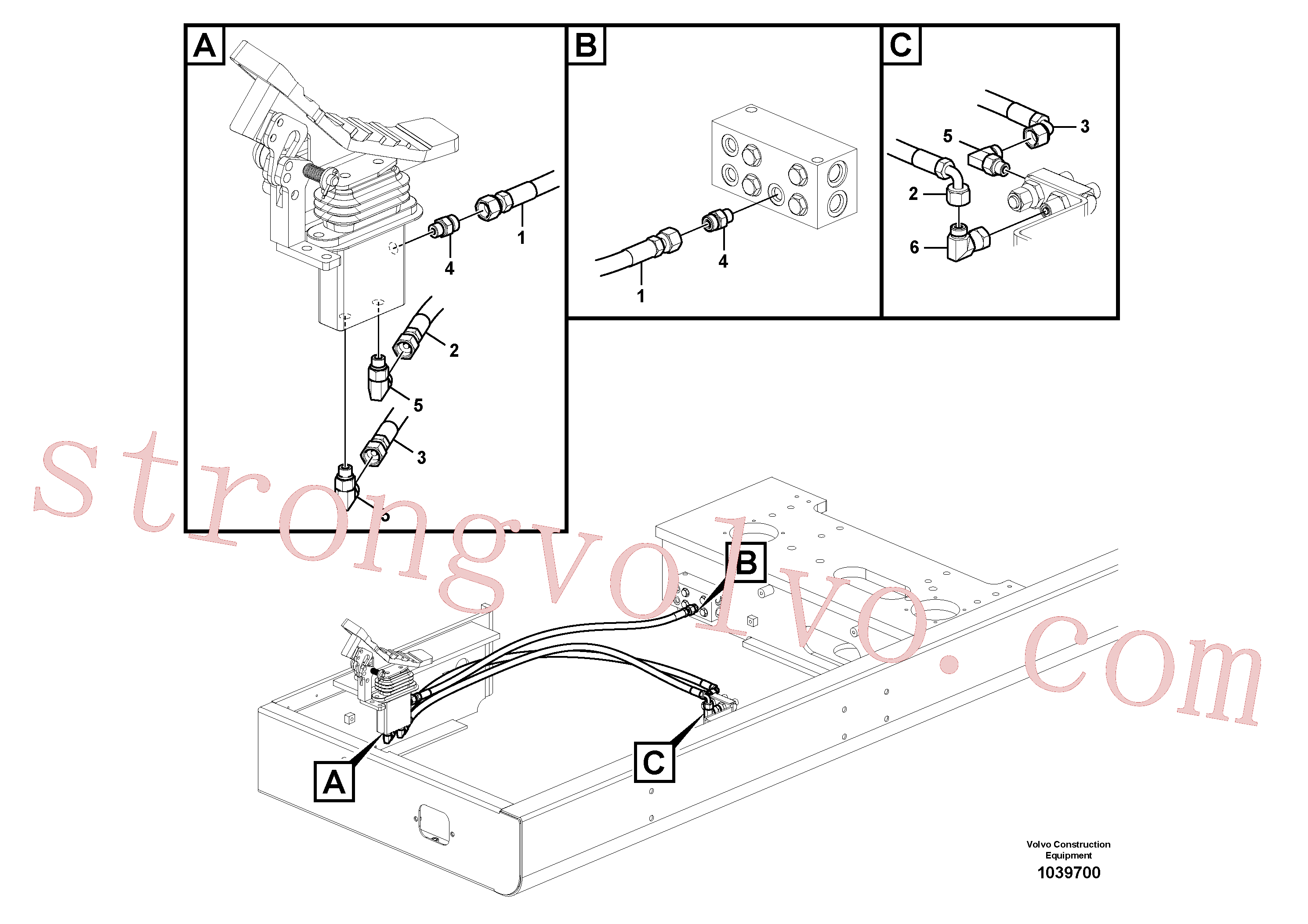 VOE936749 Volvo Sistema servomotor, mudança da função da alavanca(1039700 Montagem)