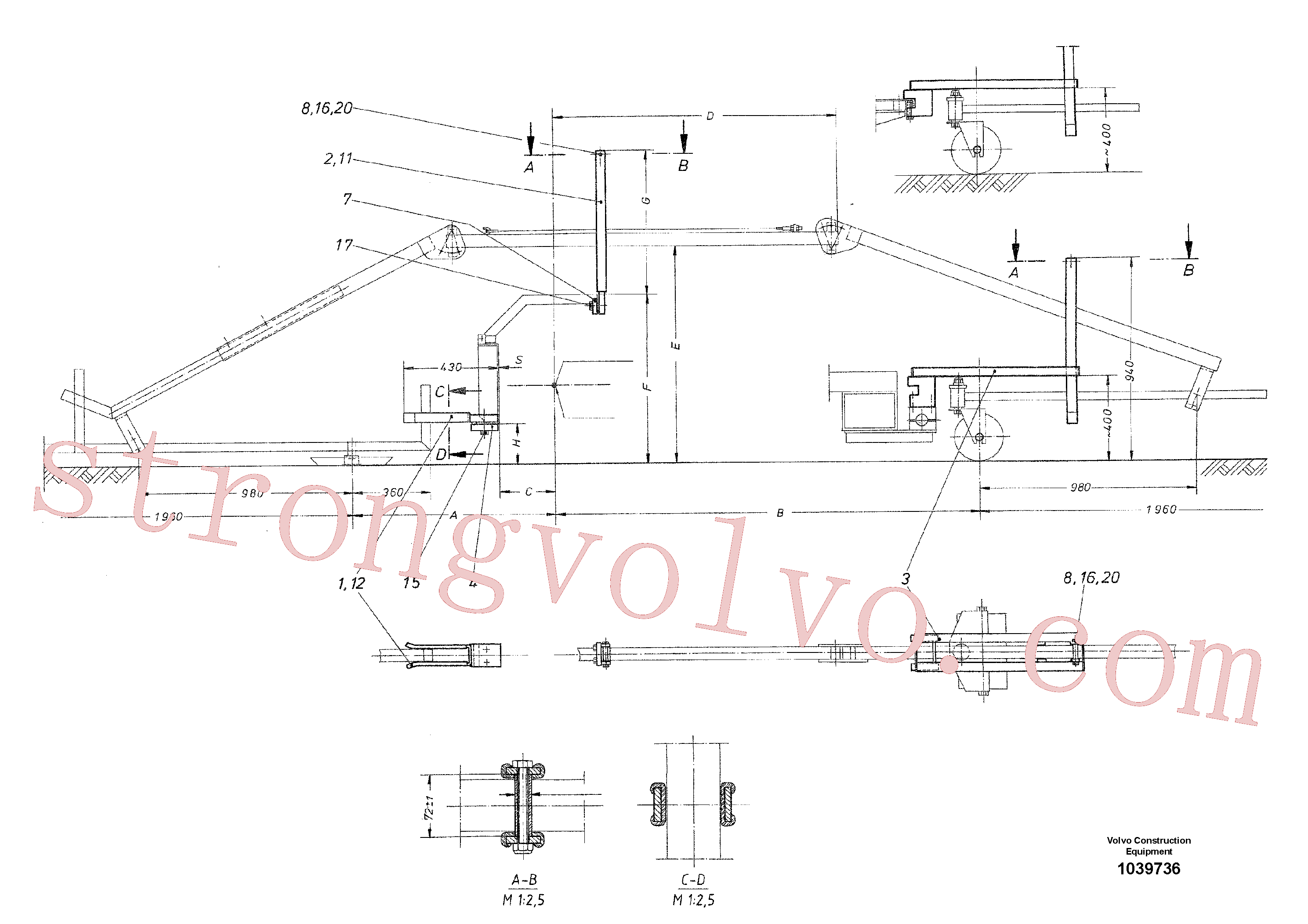 RM96722160 Volvo Conjunto de guia(1039736 Montagem)