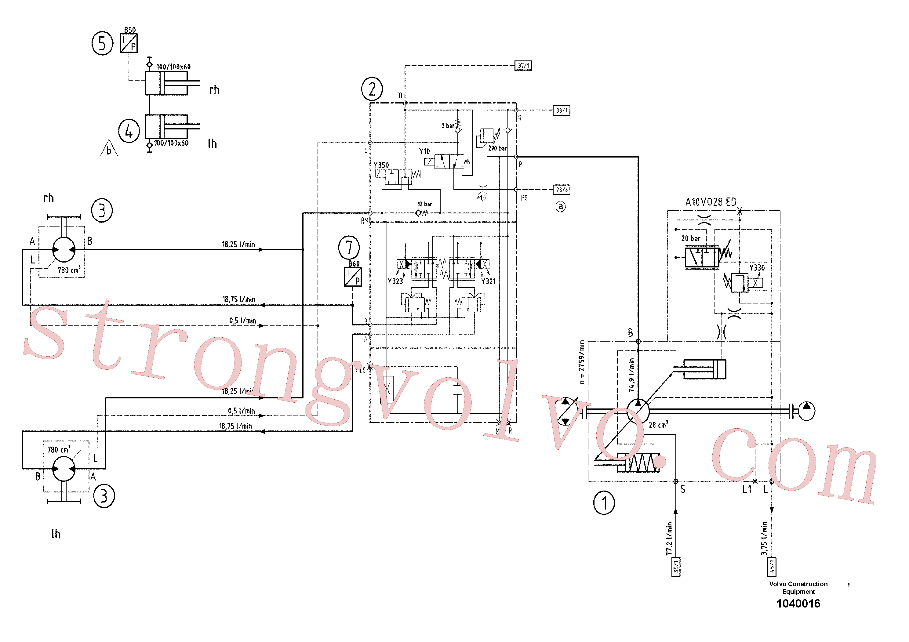 RM54465414 Volvo Diagrama hidráulico(1040016 Montagem)