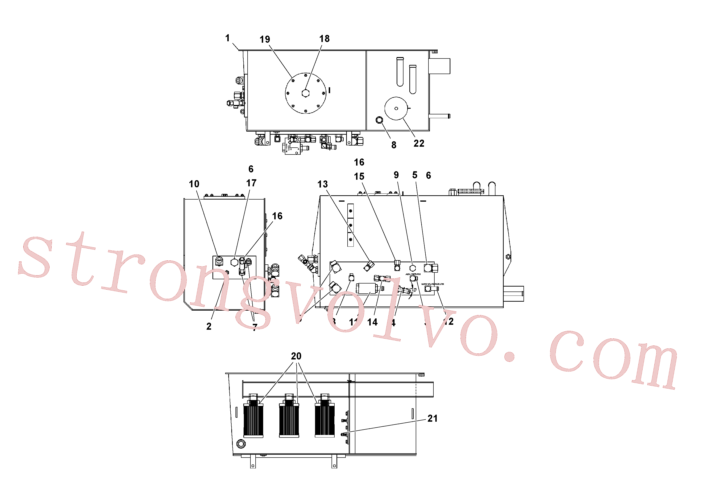 VOE936694 Volvo Conjunto de depósito hidráulico(1040683 Montagem)
