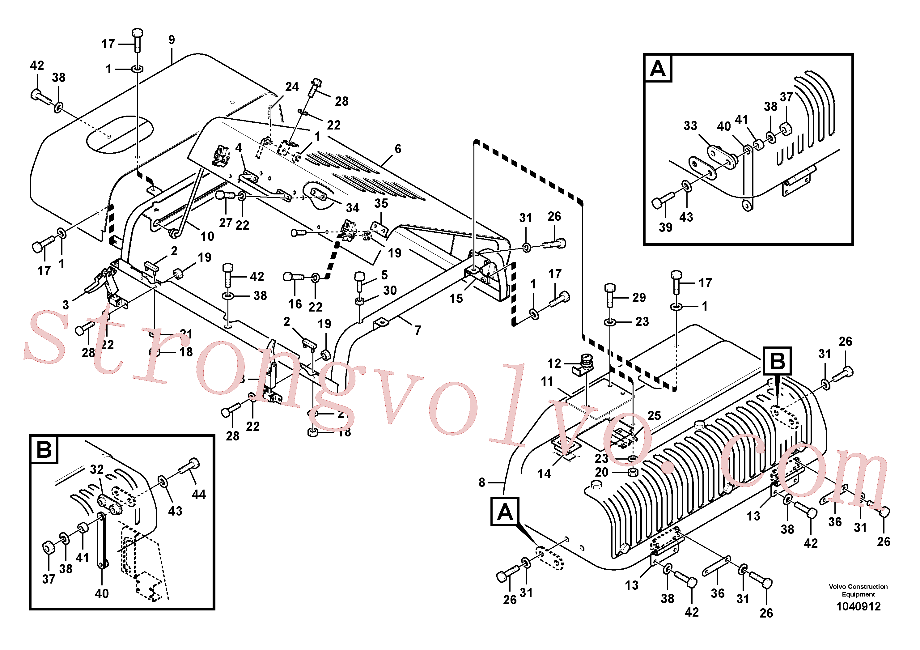 SA9011-21212 Volvo Estrutura da blindagem, cobertura e capot(1040912 Montagem)