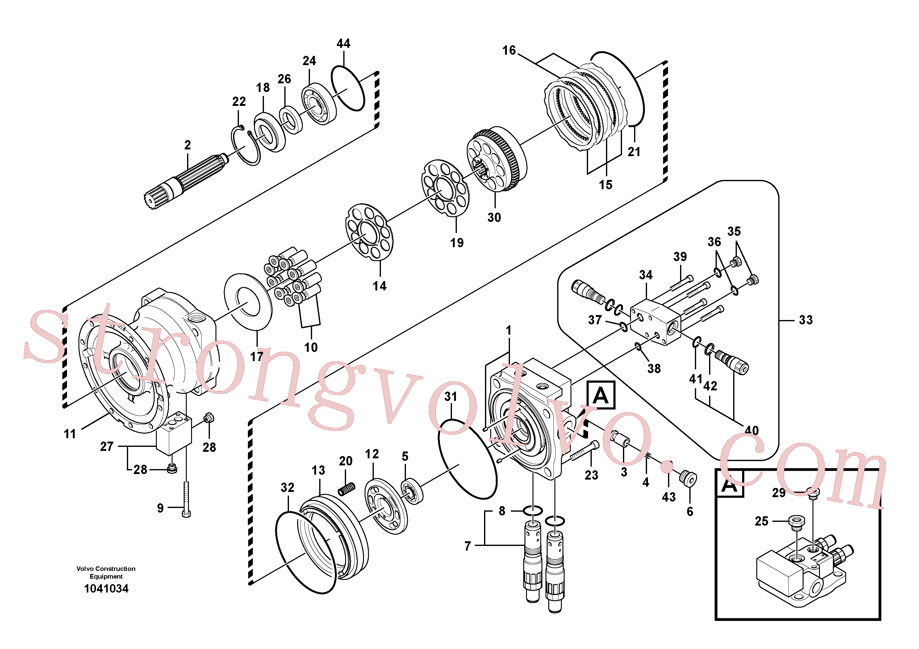 VOE14562615 Volvo Motor de rotação(1041034 Montagem)