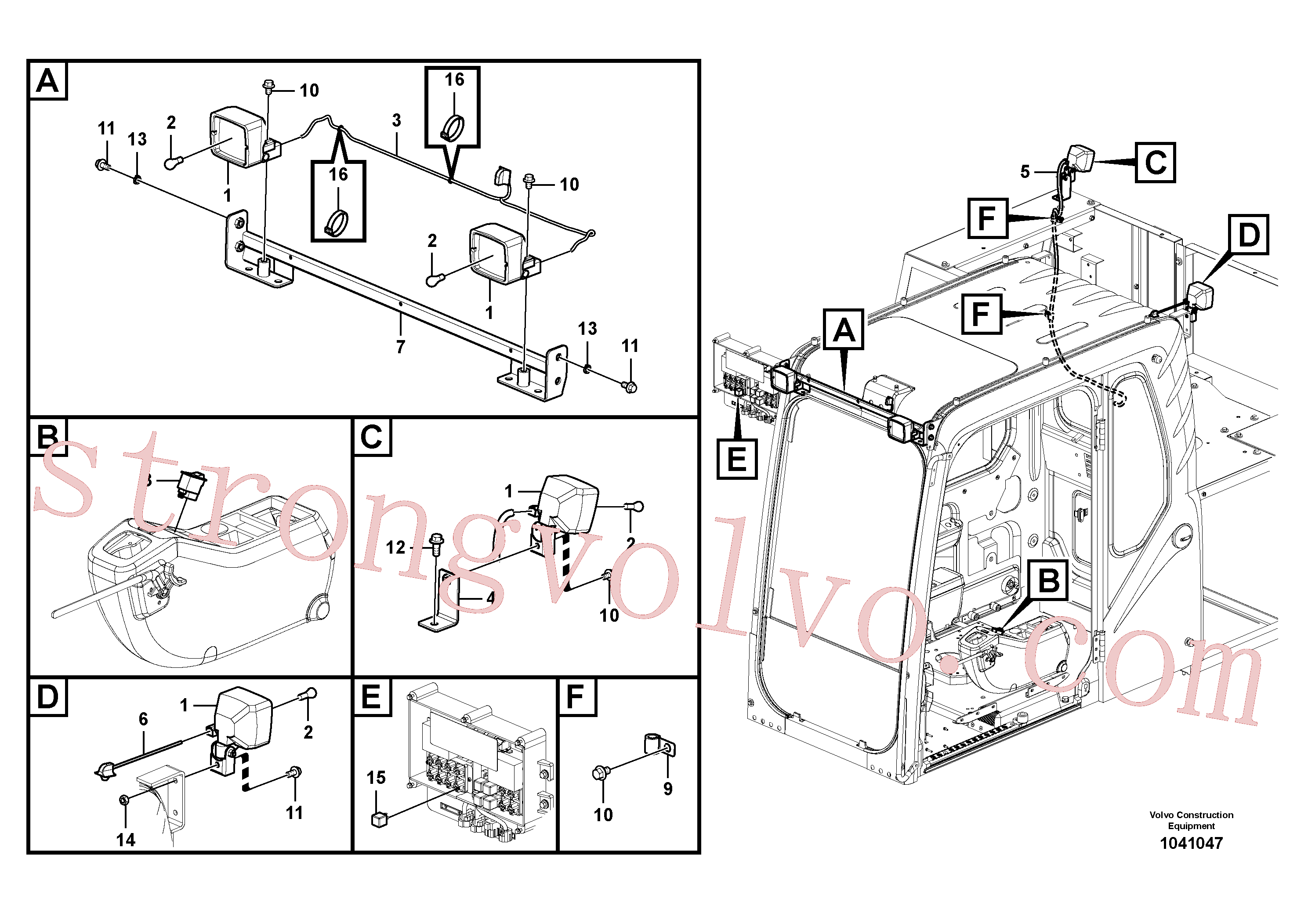 SA9314-02100 Volvo Luzes de trabalho, extra(1041047 Montagem)