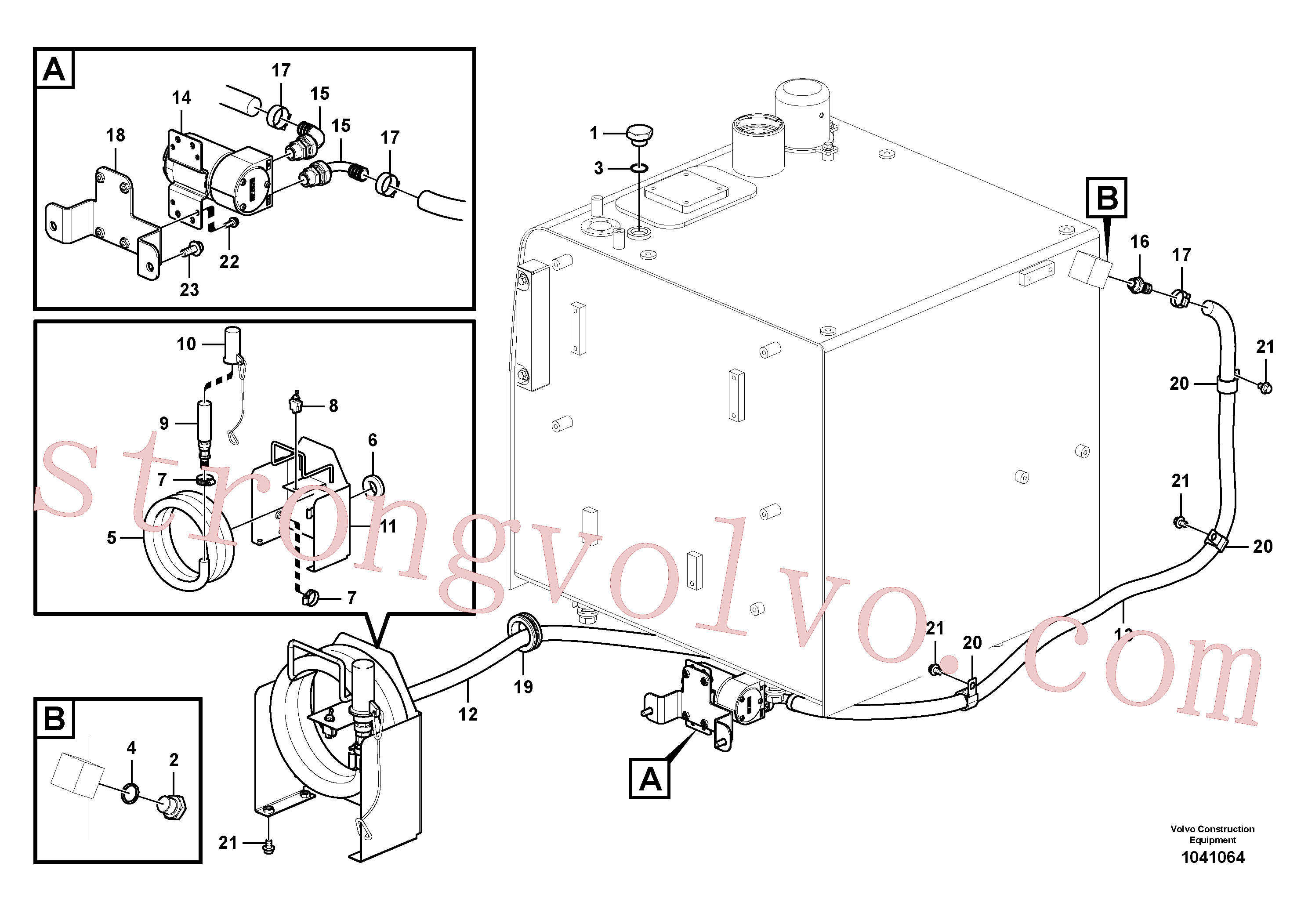 VOE14543309 Volvo Bomba de enchimento do combustível com detalhes de montagem(1041064 Montagem)