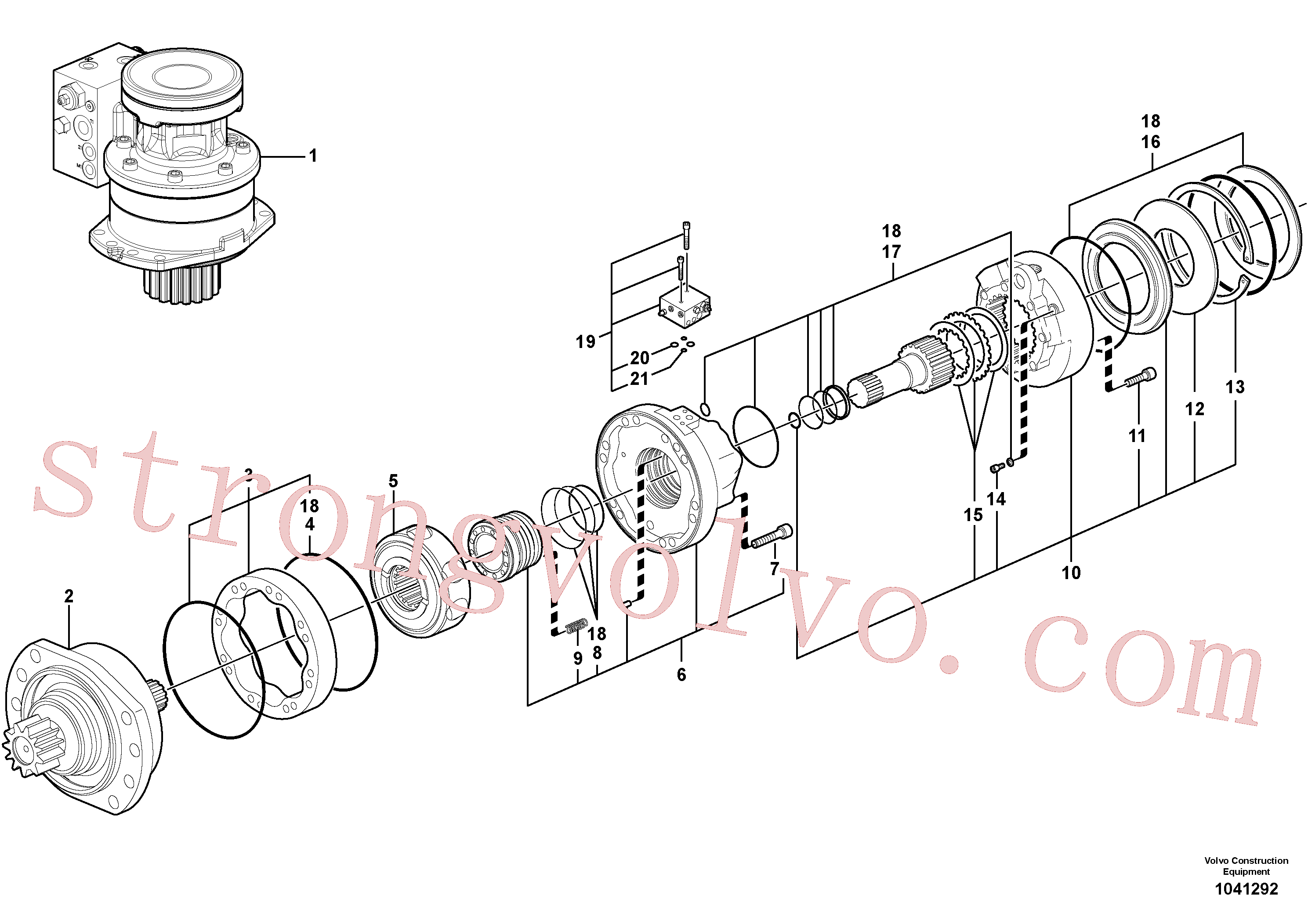 VOE11712920 Volvo Motor da engrenagem de rotação(1041292 Montagem)