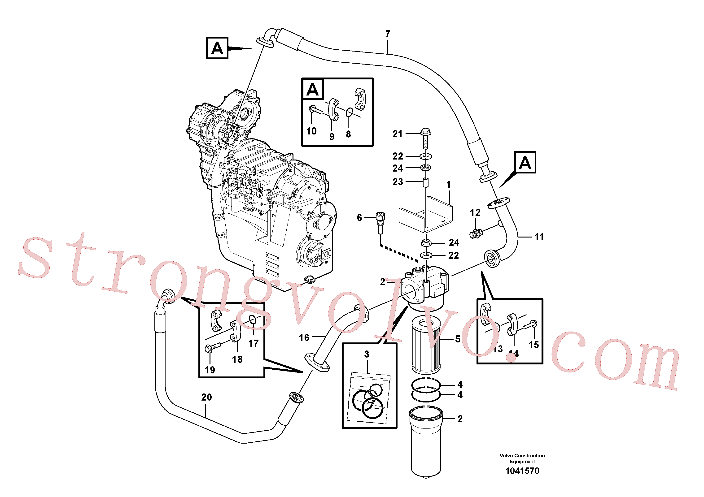 VOE11411143 Volvo Transmissão: filtro de óleo, linhas de óleo(1041570 Montagem)
