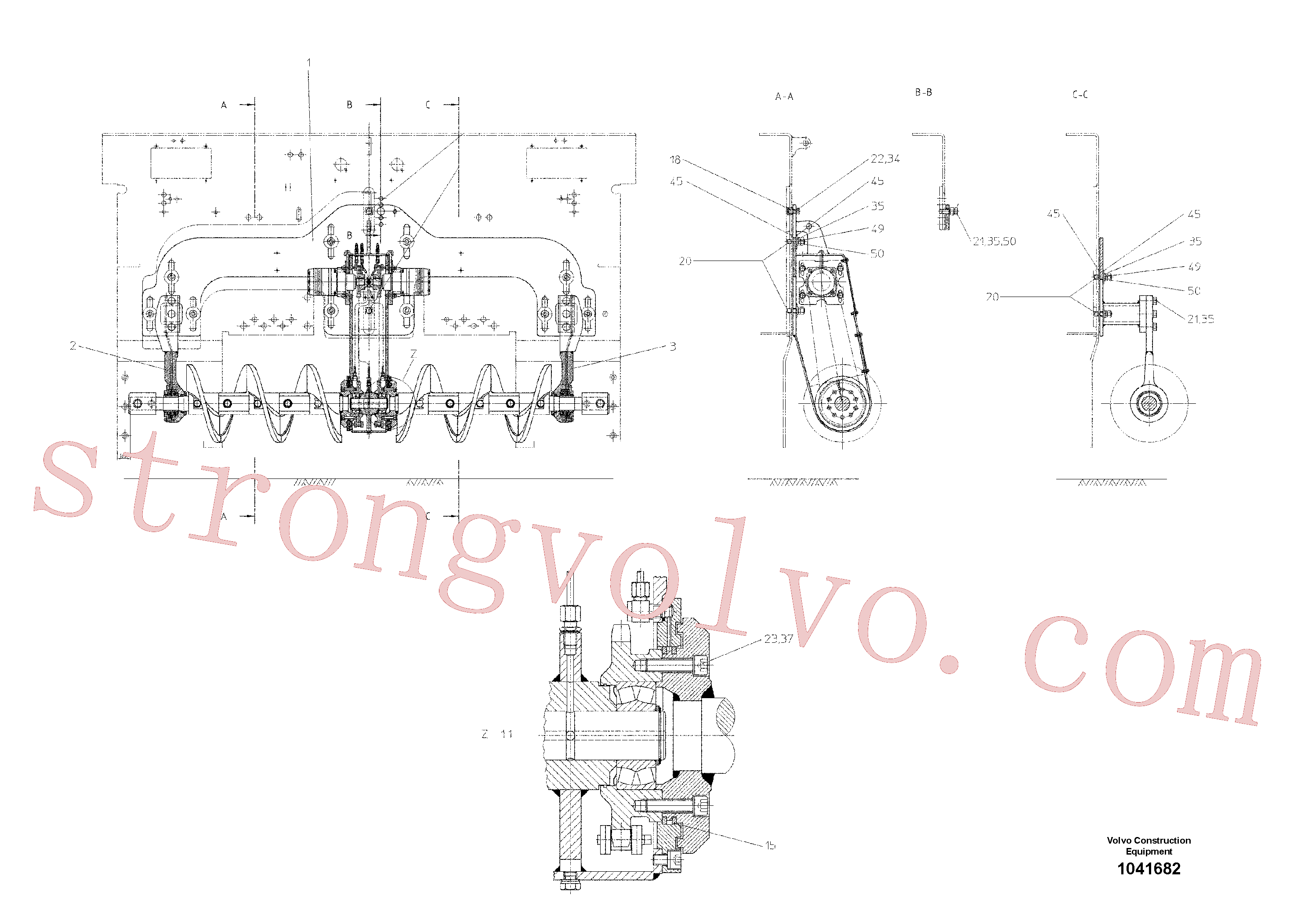 RM14147391 Volvo Accionamento central do espigão básico, Parafuso sem-fim básico(1041682 Montagem)